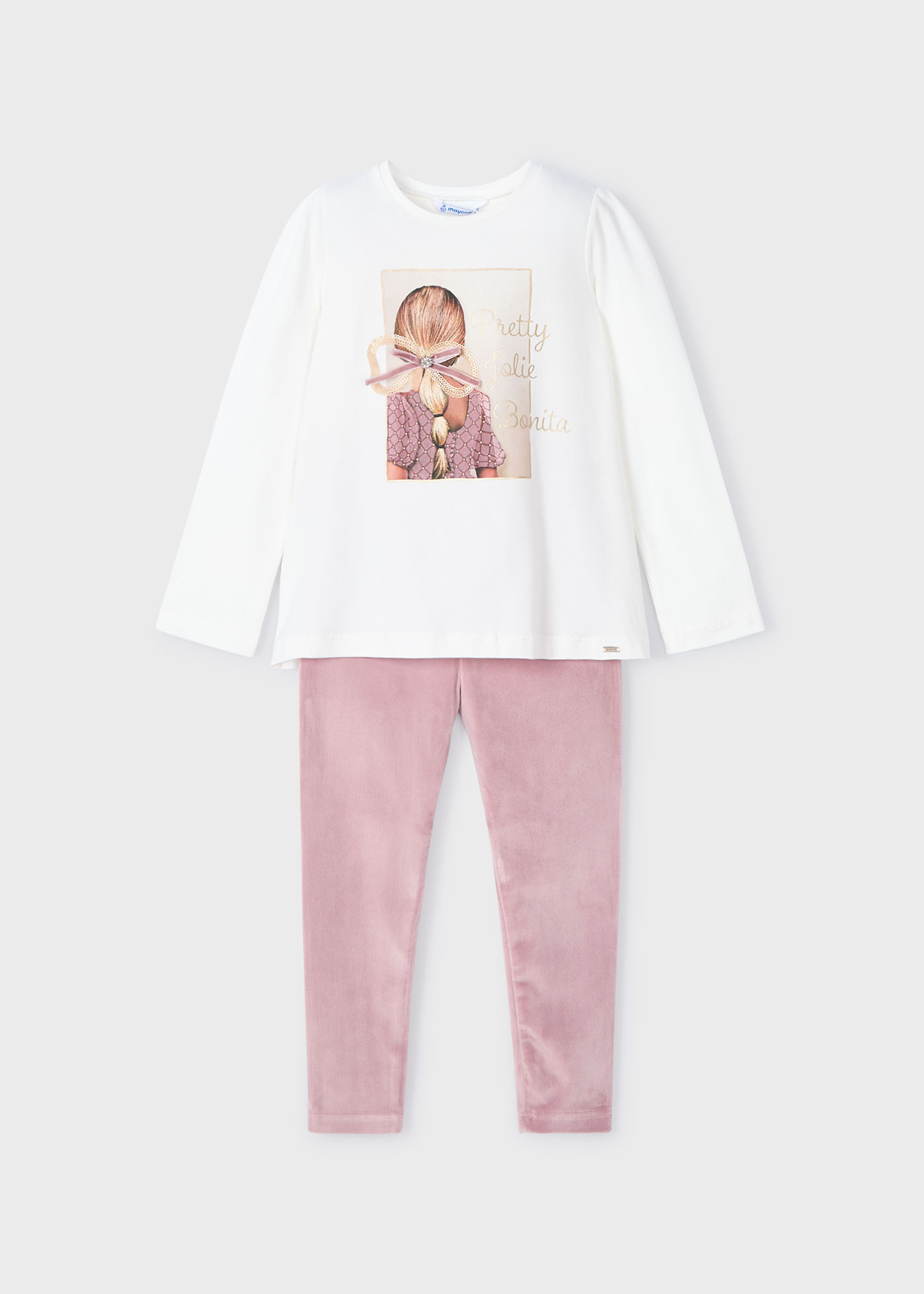 Set colanti catifea si tricou fetita