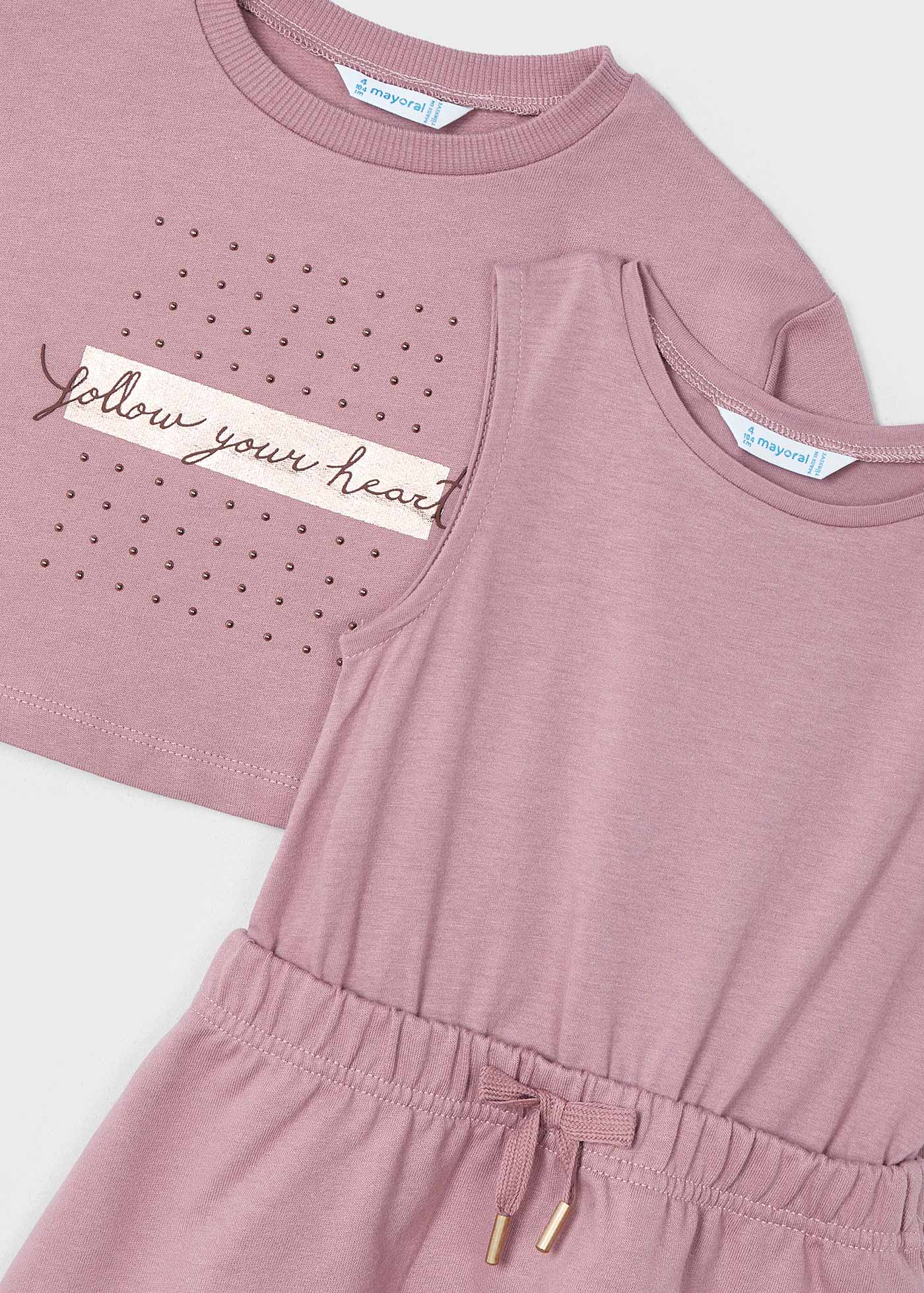 Girl Sleeveless Dress with Text Print Jumper