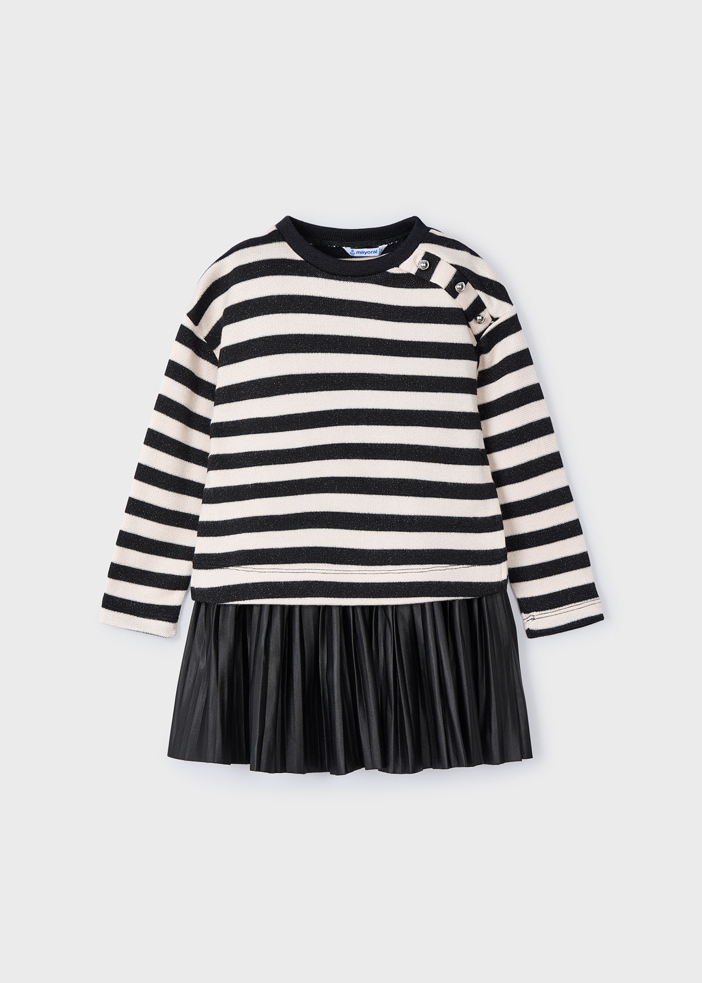 Girl Sleeveless Dress with Striped Sweatshirt