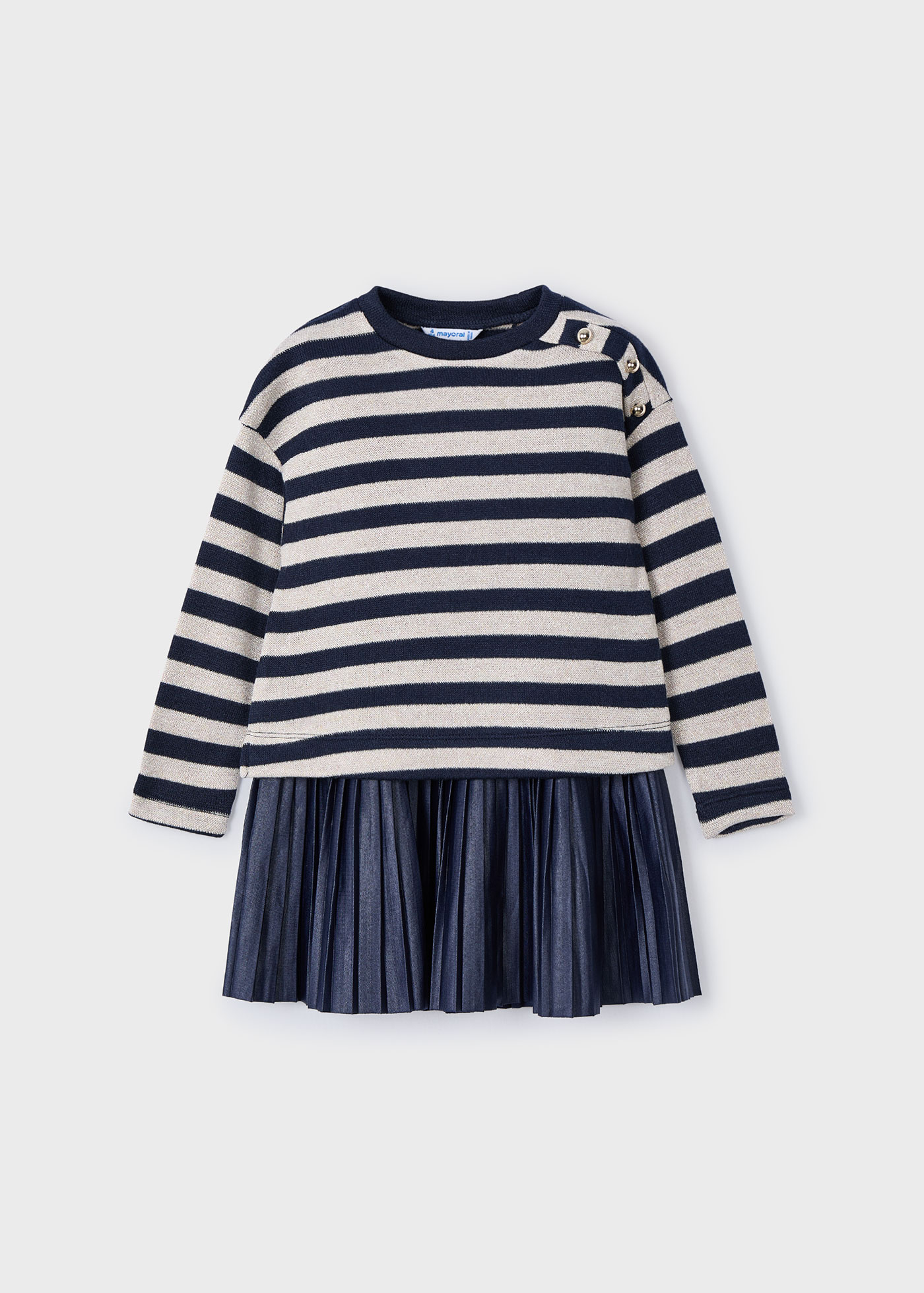 Girl Sleeveless Dress with Striped Sweatshirt