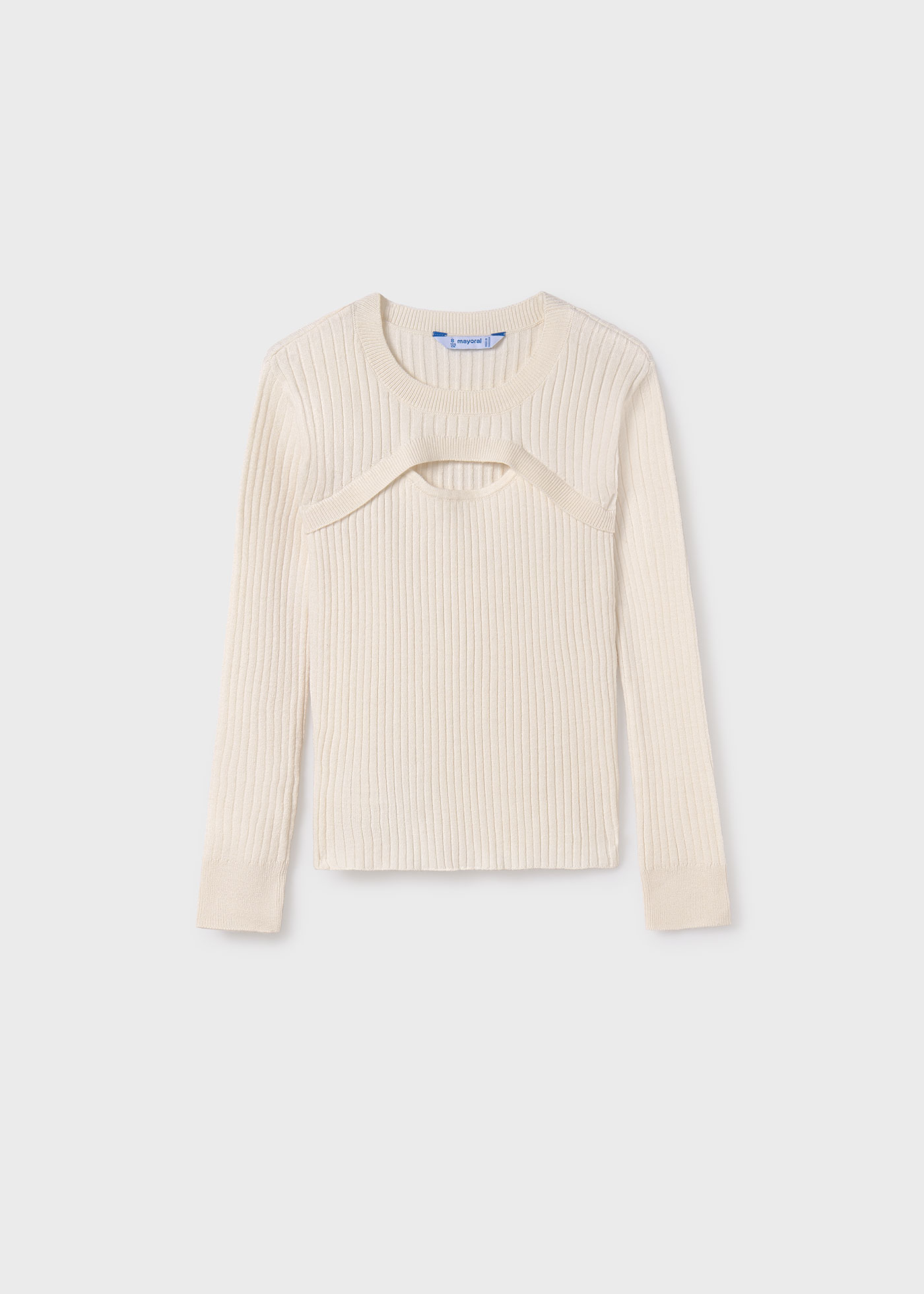 Sweter z dzianiny ściągaczowej z wycięciem dla dziewczynki
