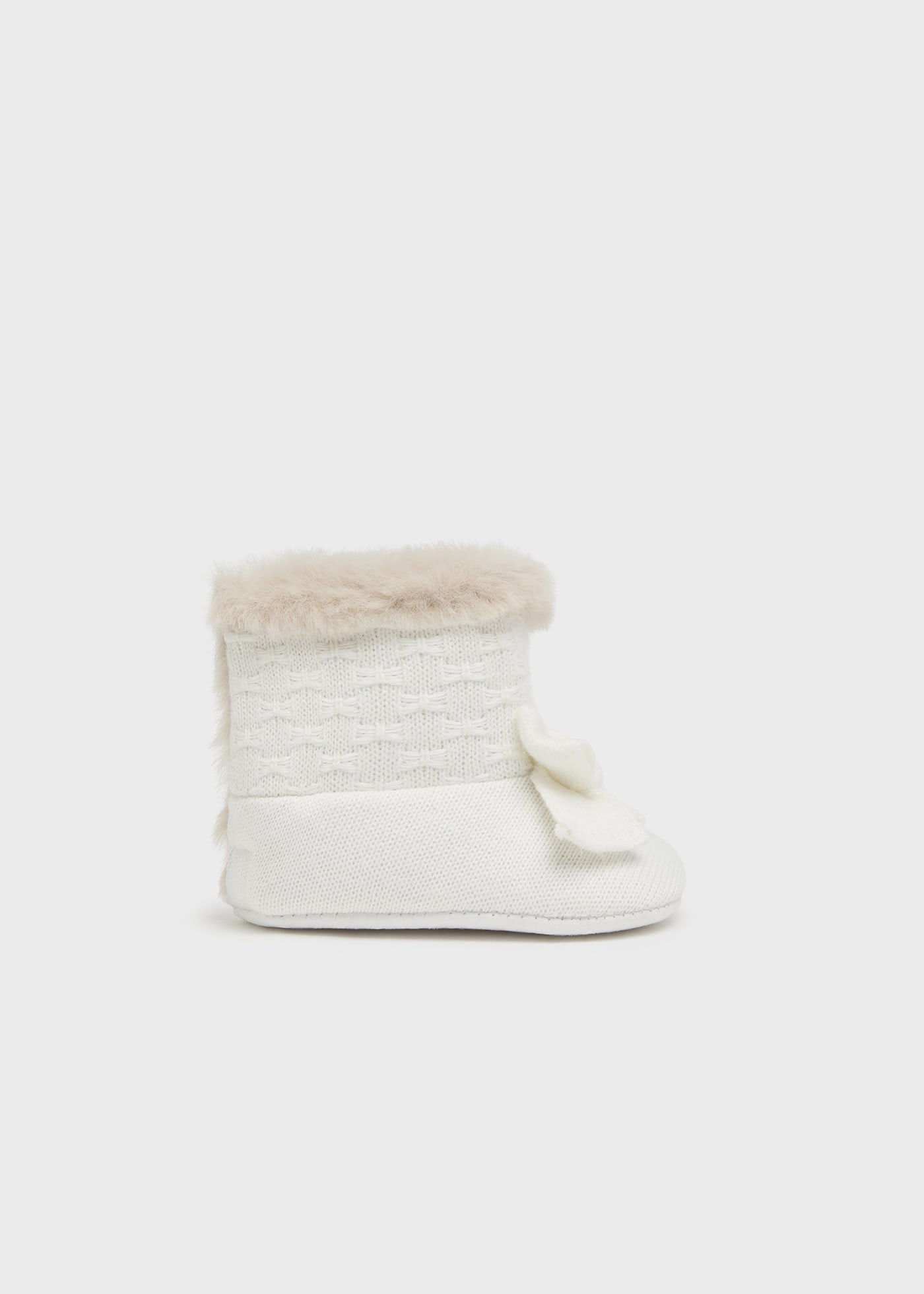 Newborn Girl Knit Fur Boots