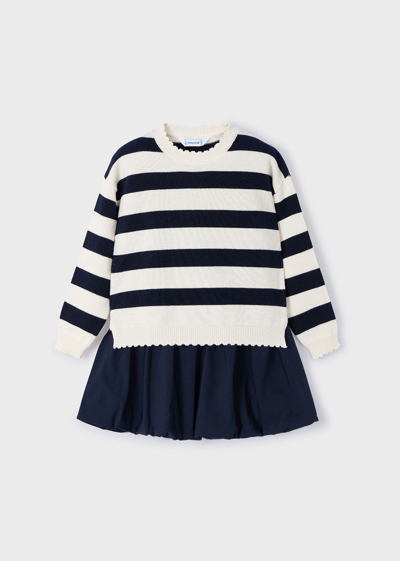 Vestido tricot combinado globo niña