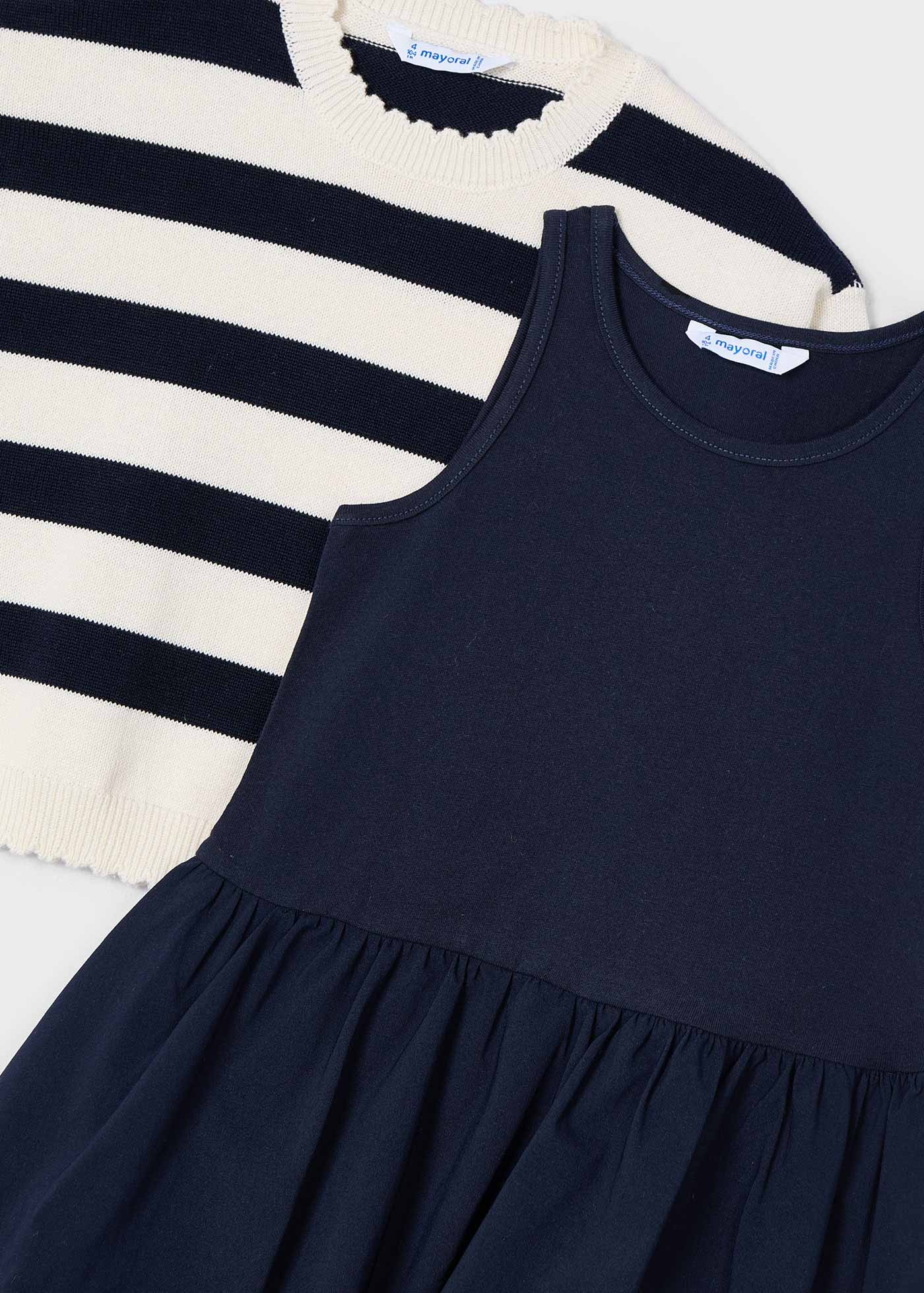 Vestido tricot combinado globo niña