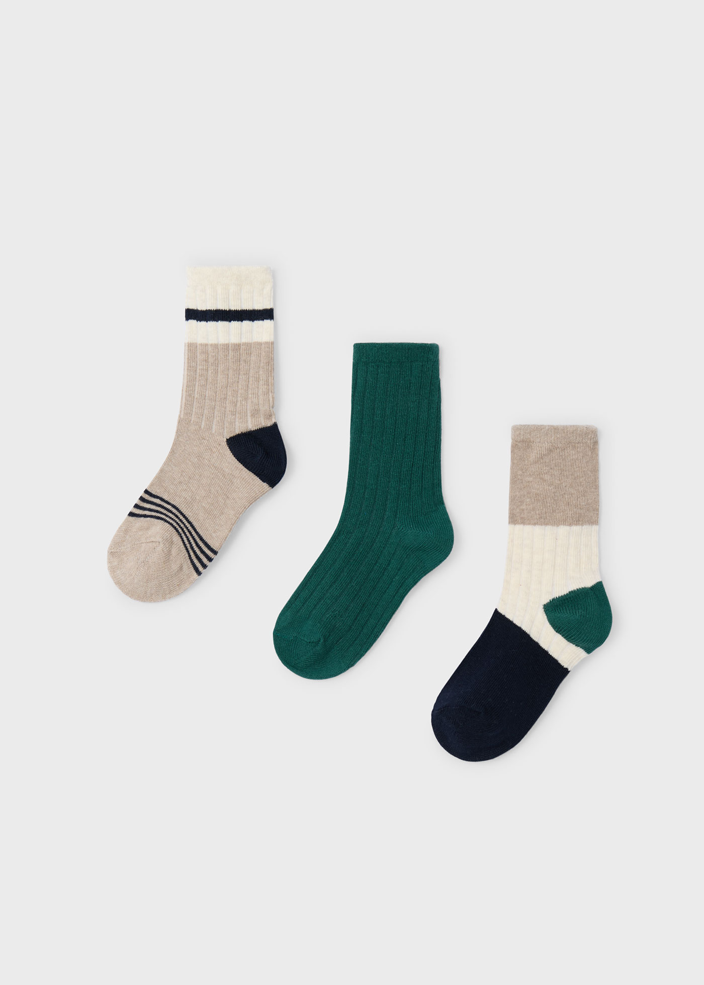 Boy Set of 3 Block Coloured Socks