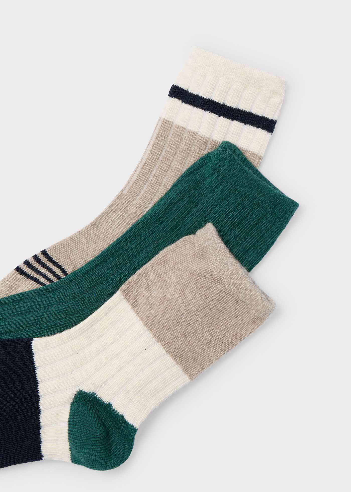 Boy Set of 3 Block Coloured Socks