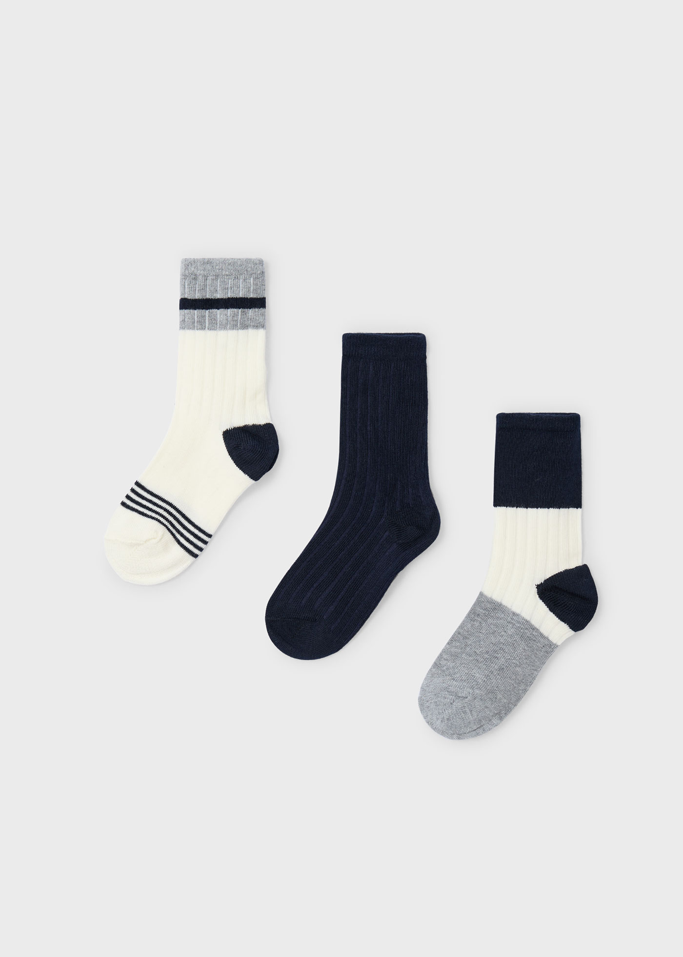 Boy Set of 3 Block Coloured Socks