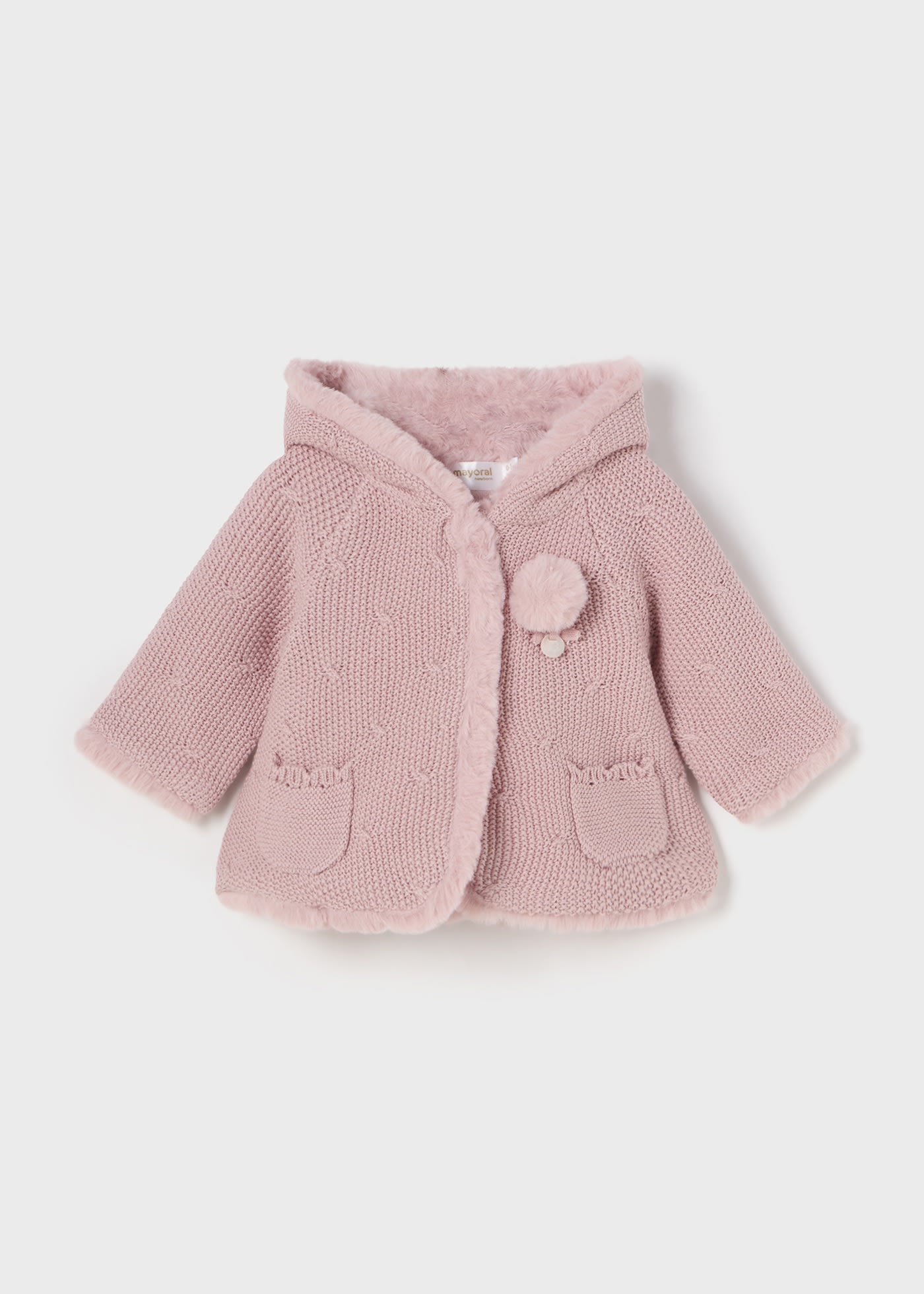 Giacca in maglia con pellicciotto neonata