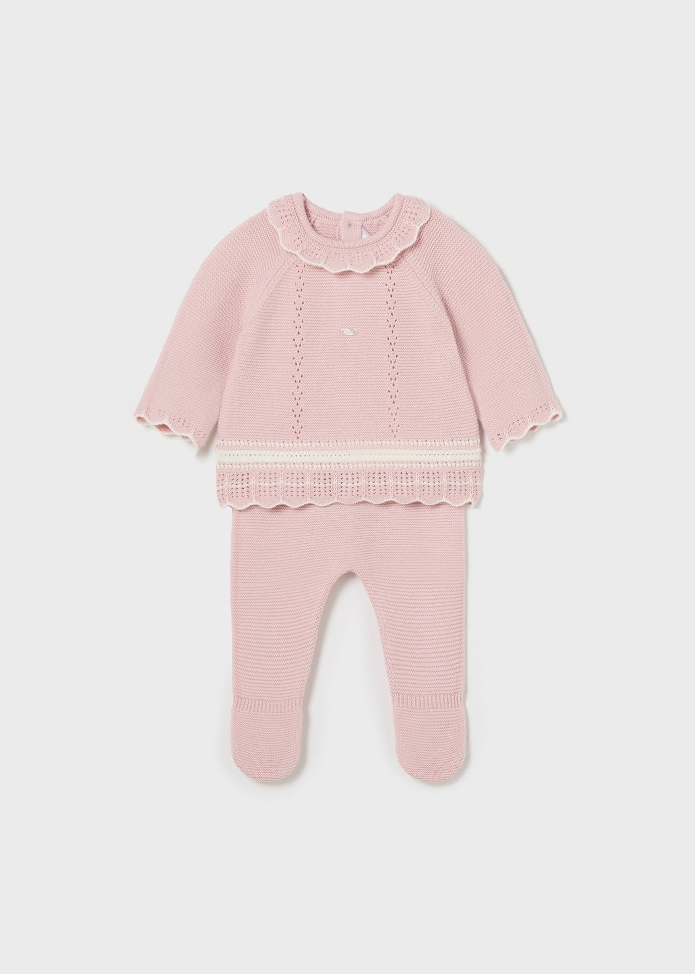 Conjunto calças e jersey tricot recém nascida