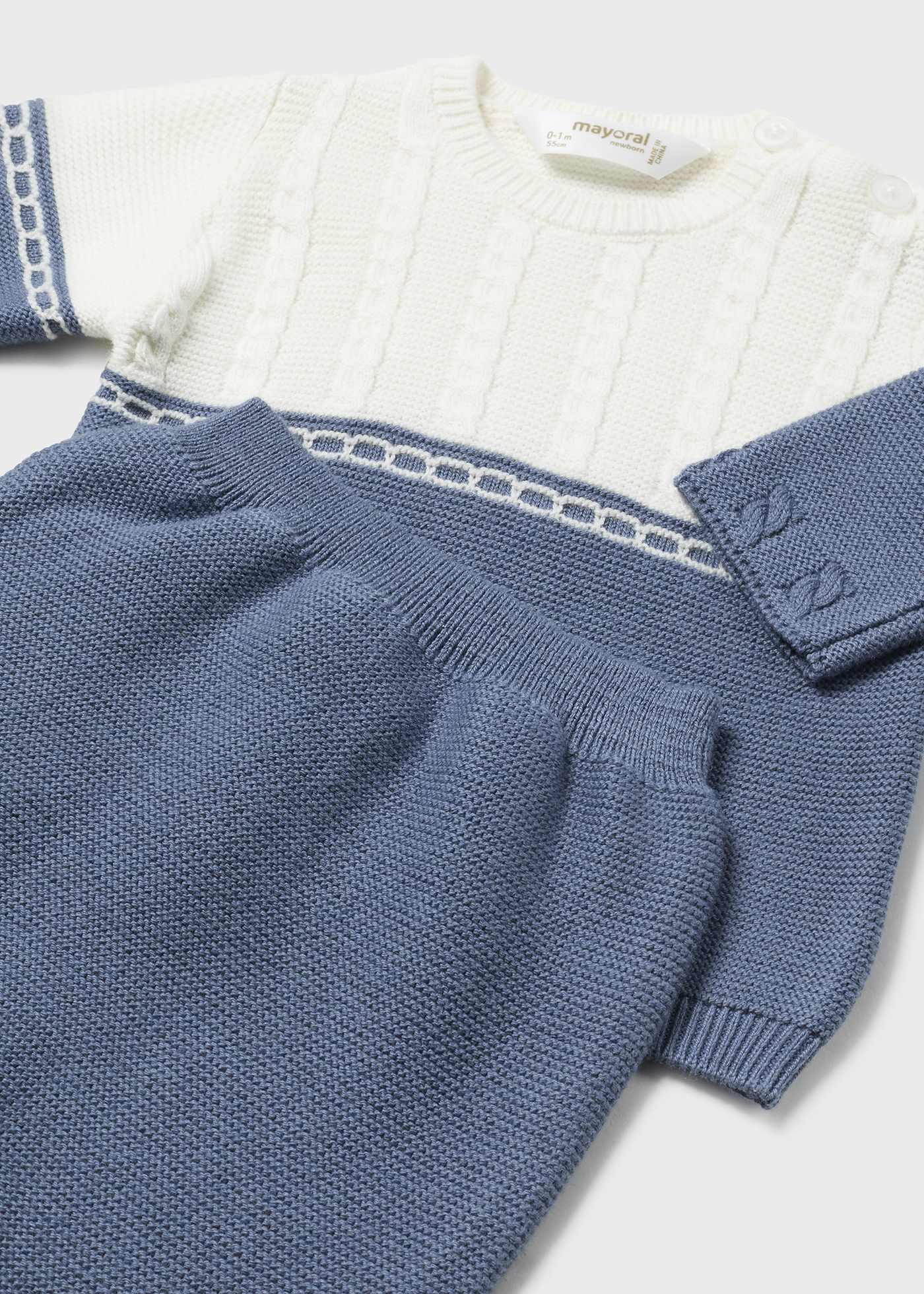 Ensemble pull et collants bicolores nouveau-né