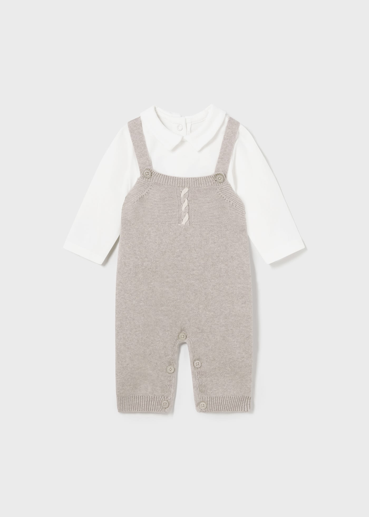 Completo salopette 3 pezzi in maglia neonato