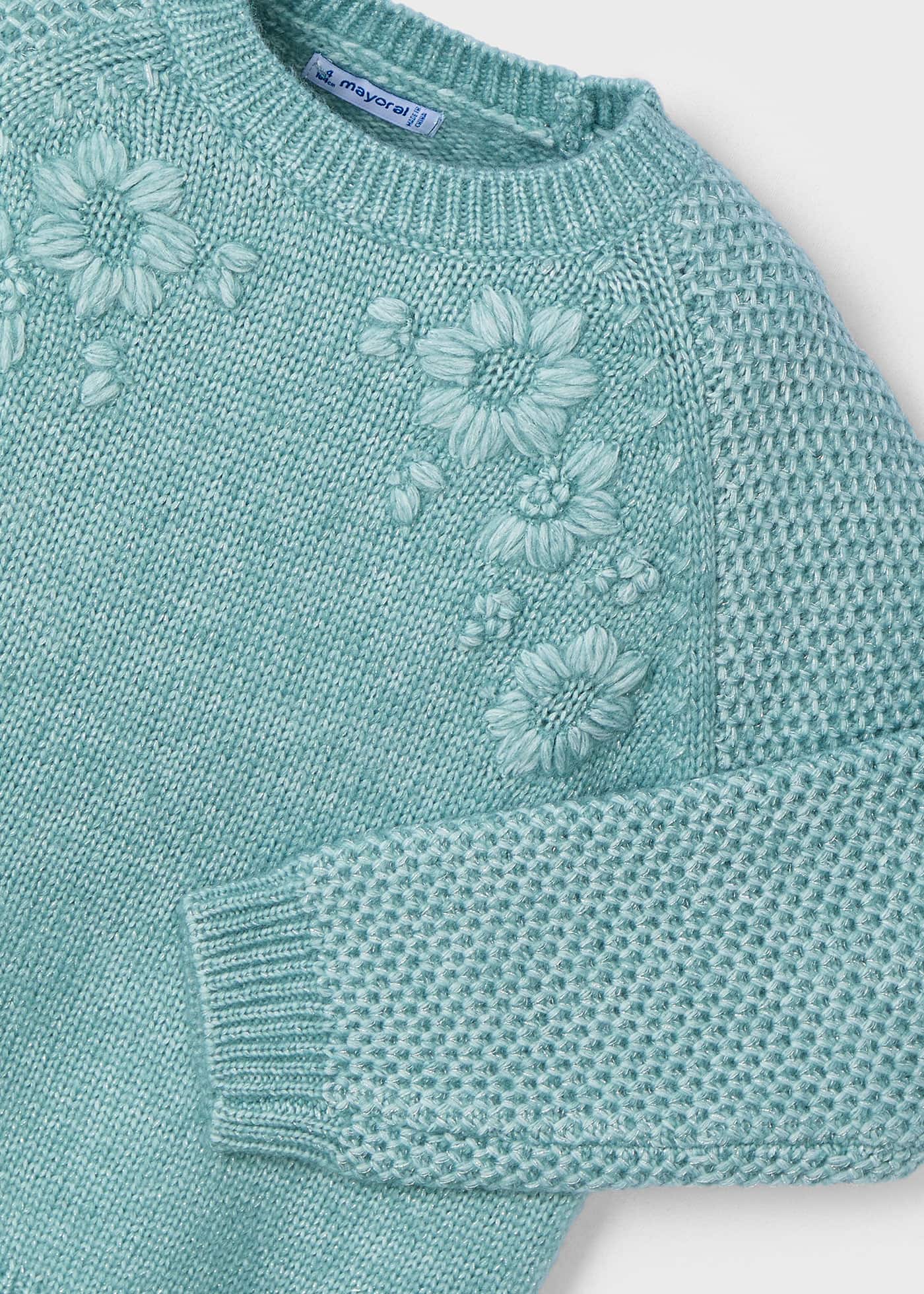 Girl Embroidered Flower Jumper