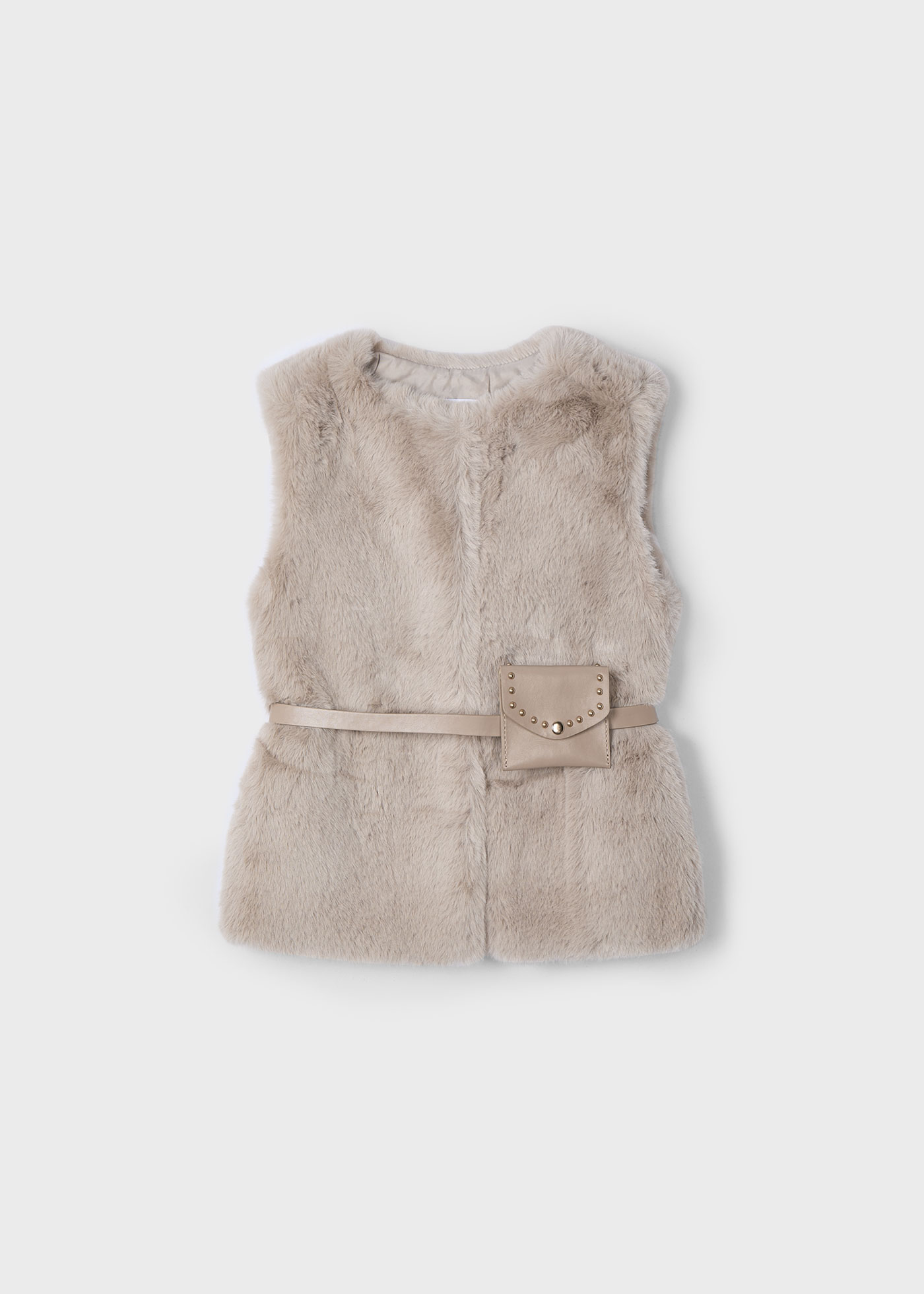 Girl Faux Fur Vest with Belt