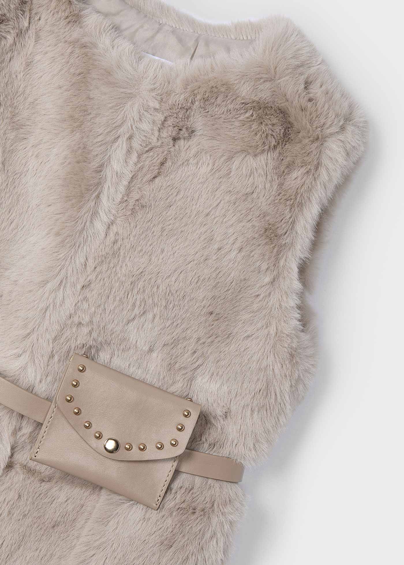 Girl Faux Fur Vest with Belt