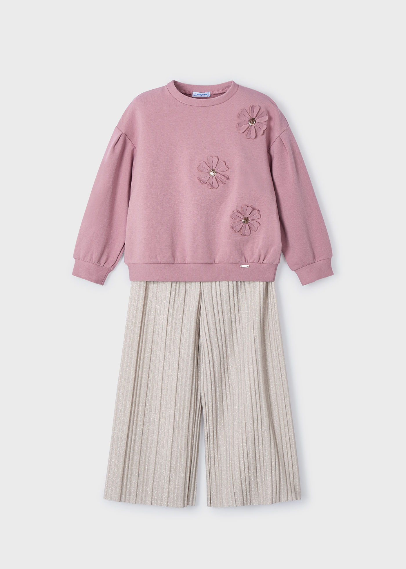 Girl Jumper with Pleated Trousers Set