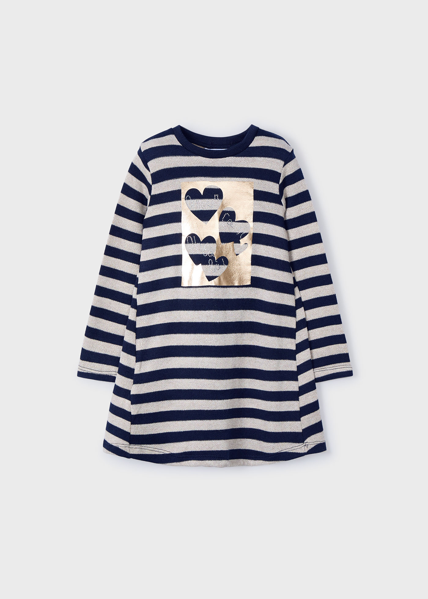 Girl Striped Metallic Stitch Sweater