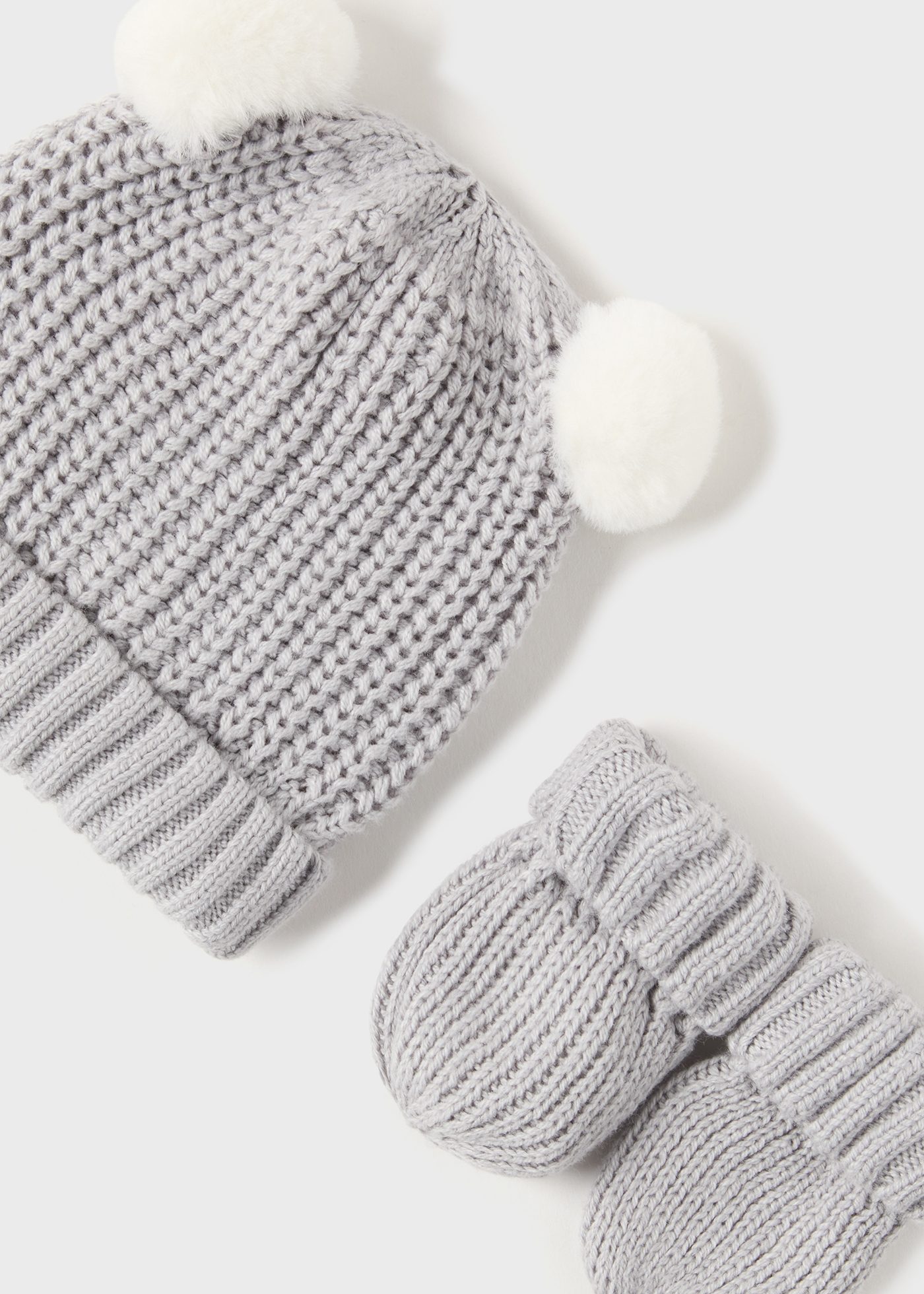 Strick-Set Mütze und Fäustlinge Neugeborene Jungen