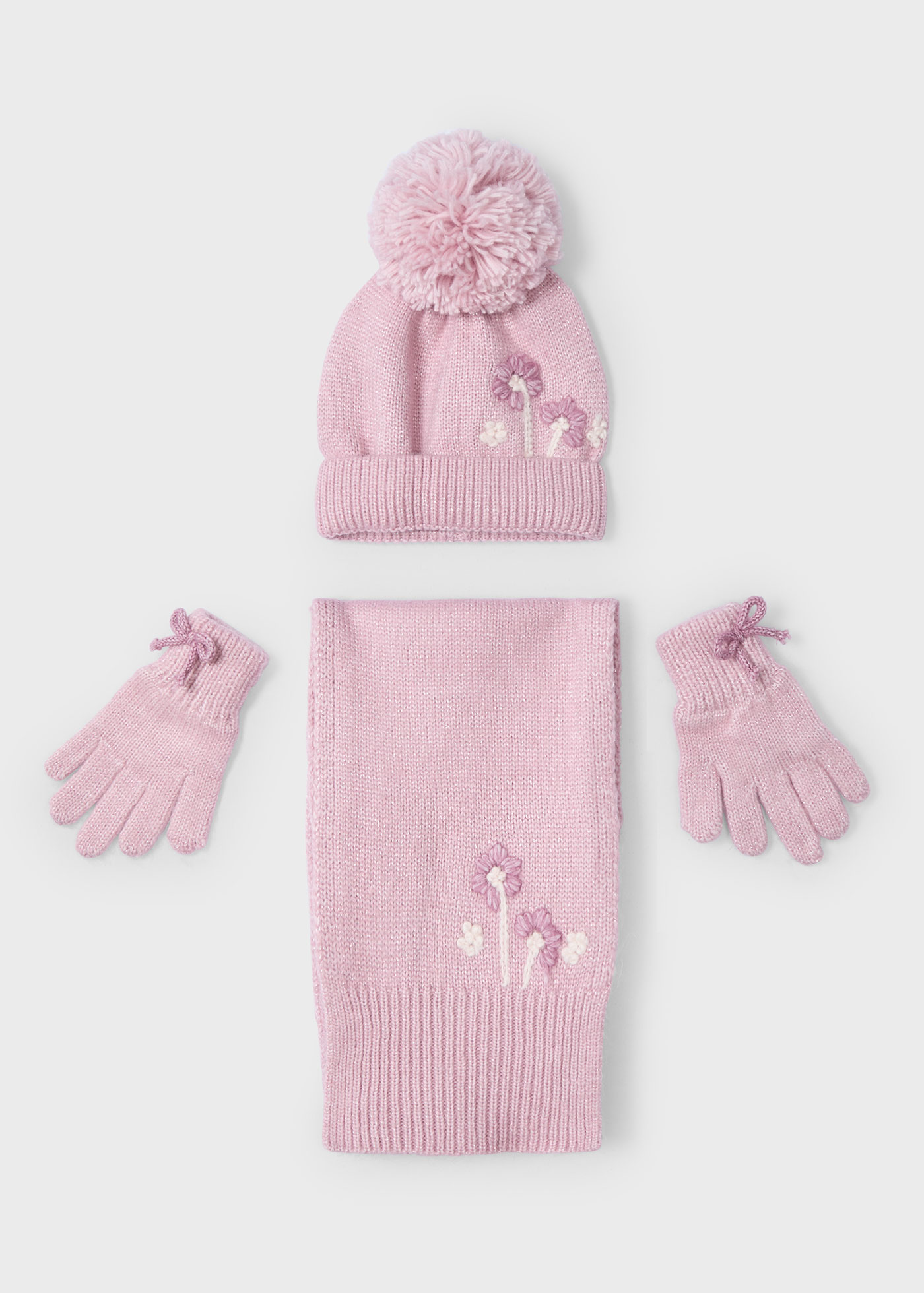 Girl 3 Piece Floral Hat and Scarf Set