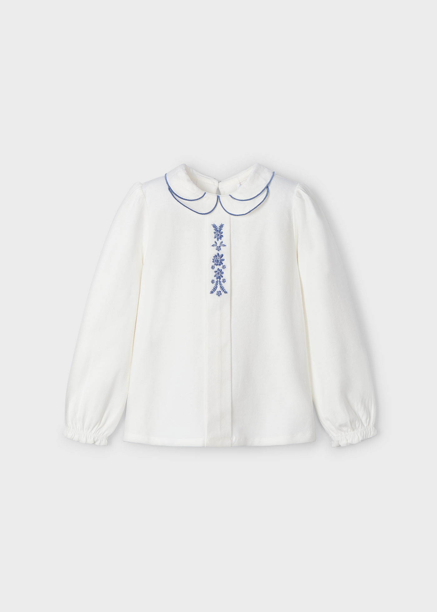 Girl Blouse with Embroidered Collar