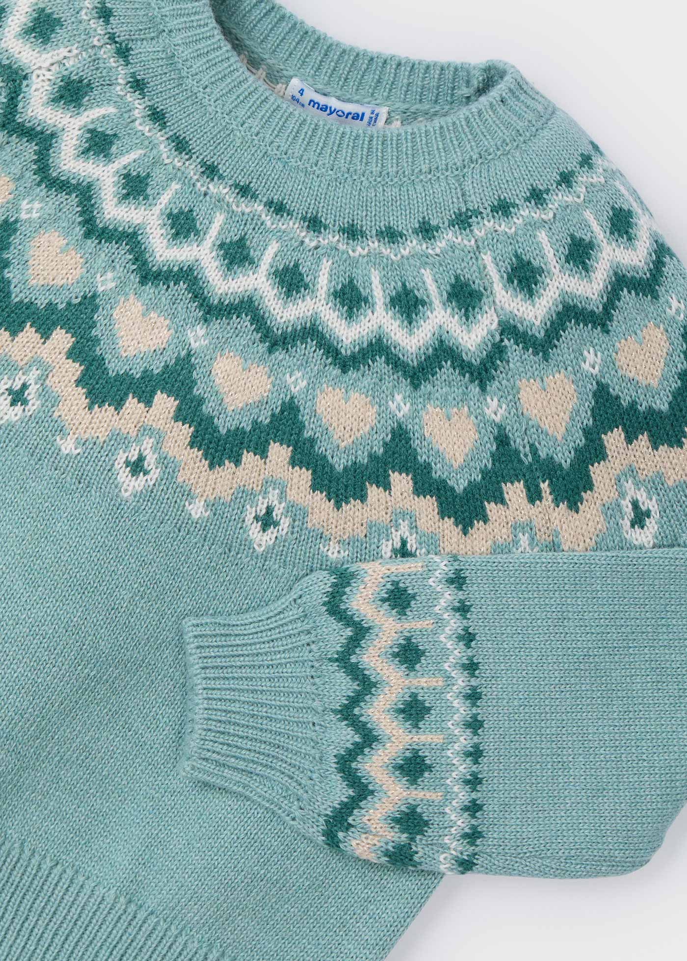 Pull à bordures en jacquard fille