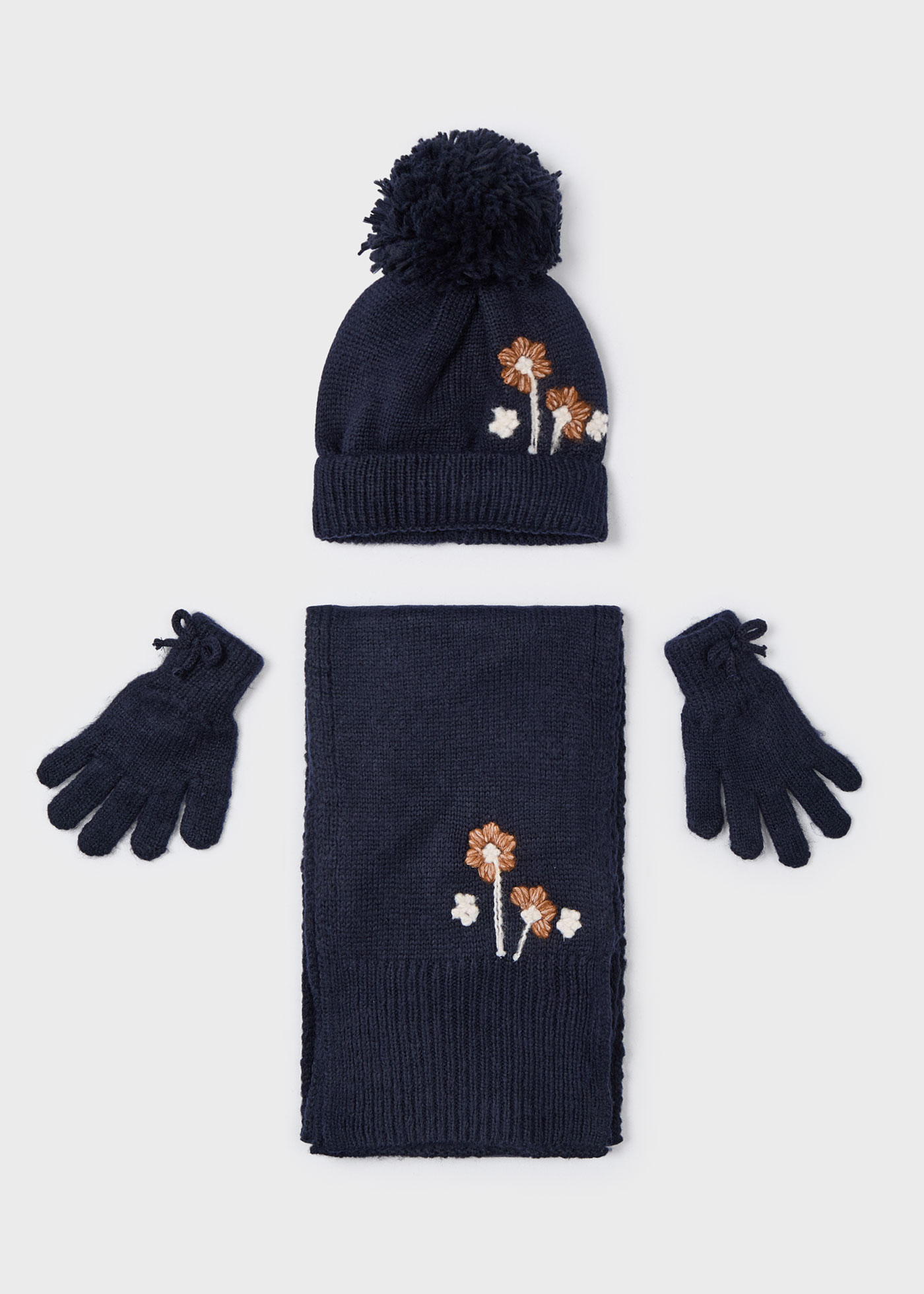 Girl 3 Piece Floral Hat and Scarf Set