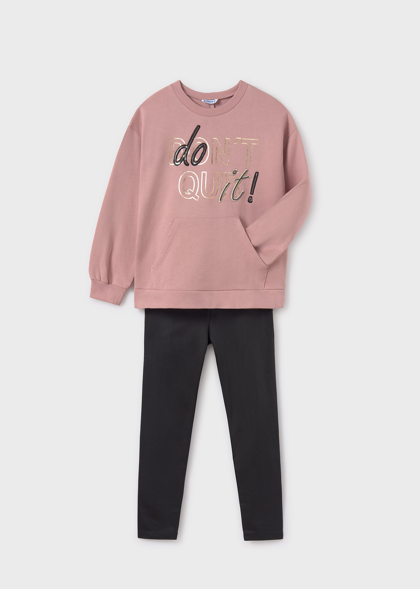 Set Leggings und Sweatshirt Text Teenager Mädchen