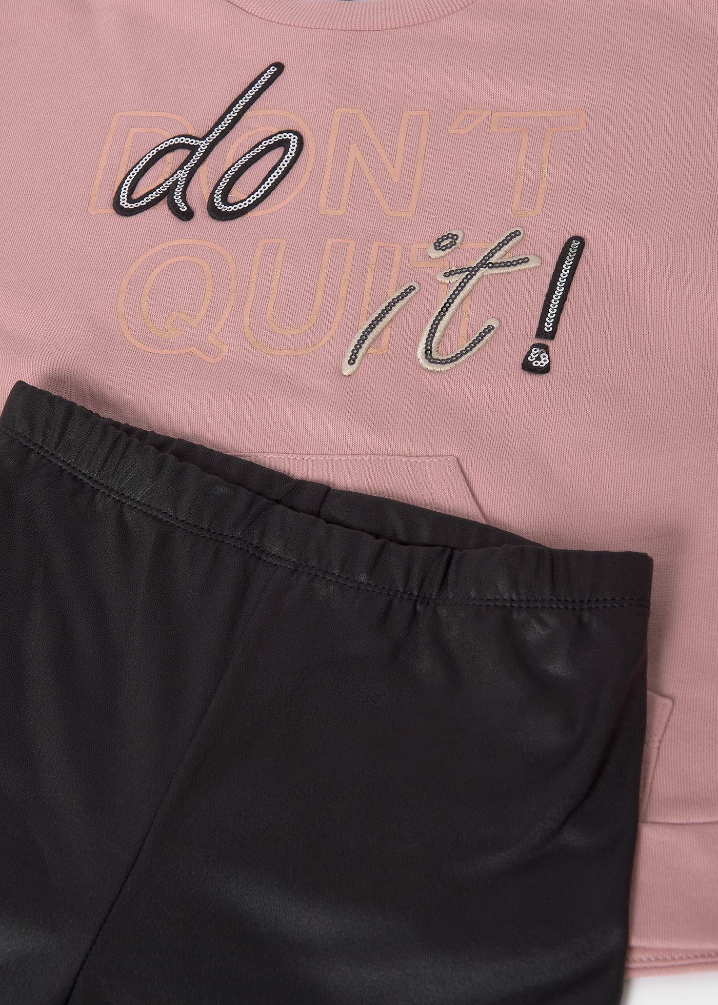 Set Leggings und Sweatshirt Text Teenager Mädchen