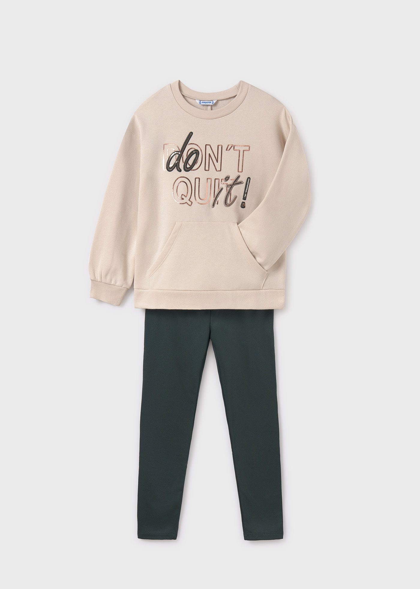 Set Leggings und Sweatshirt Text Teenager Mädchen