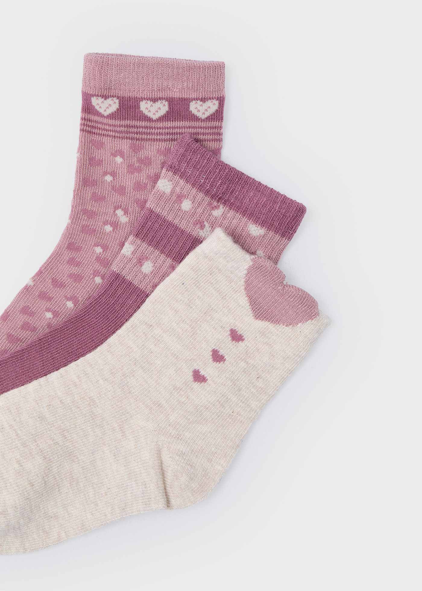 Girl Set of 3 Heart Socks