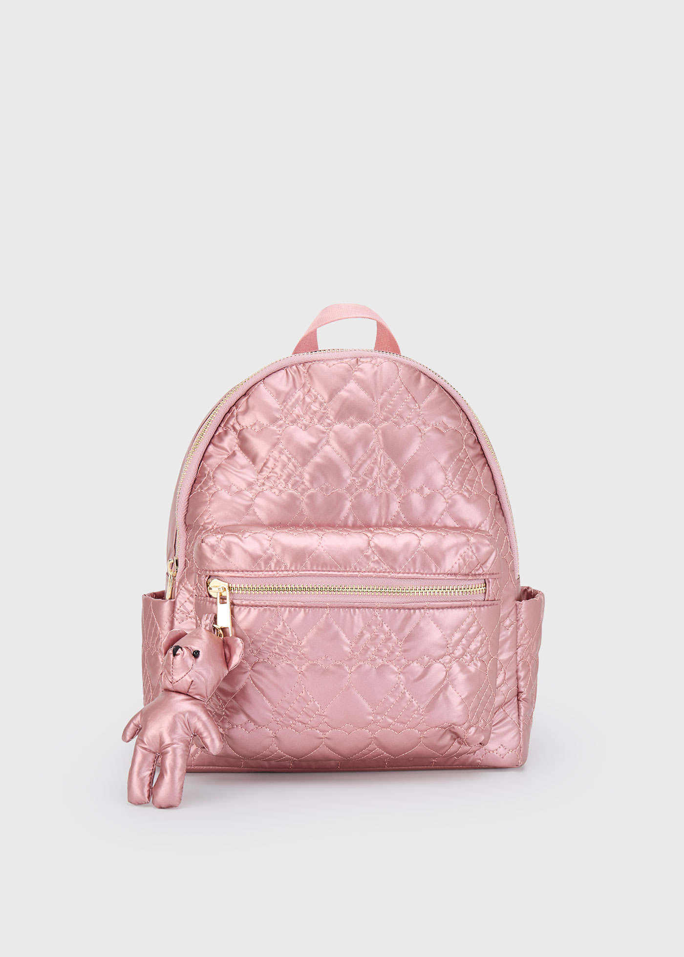 Quilted metallic backpack for girls