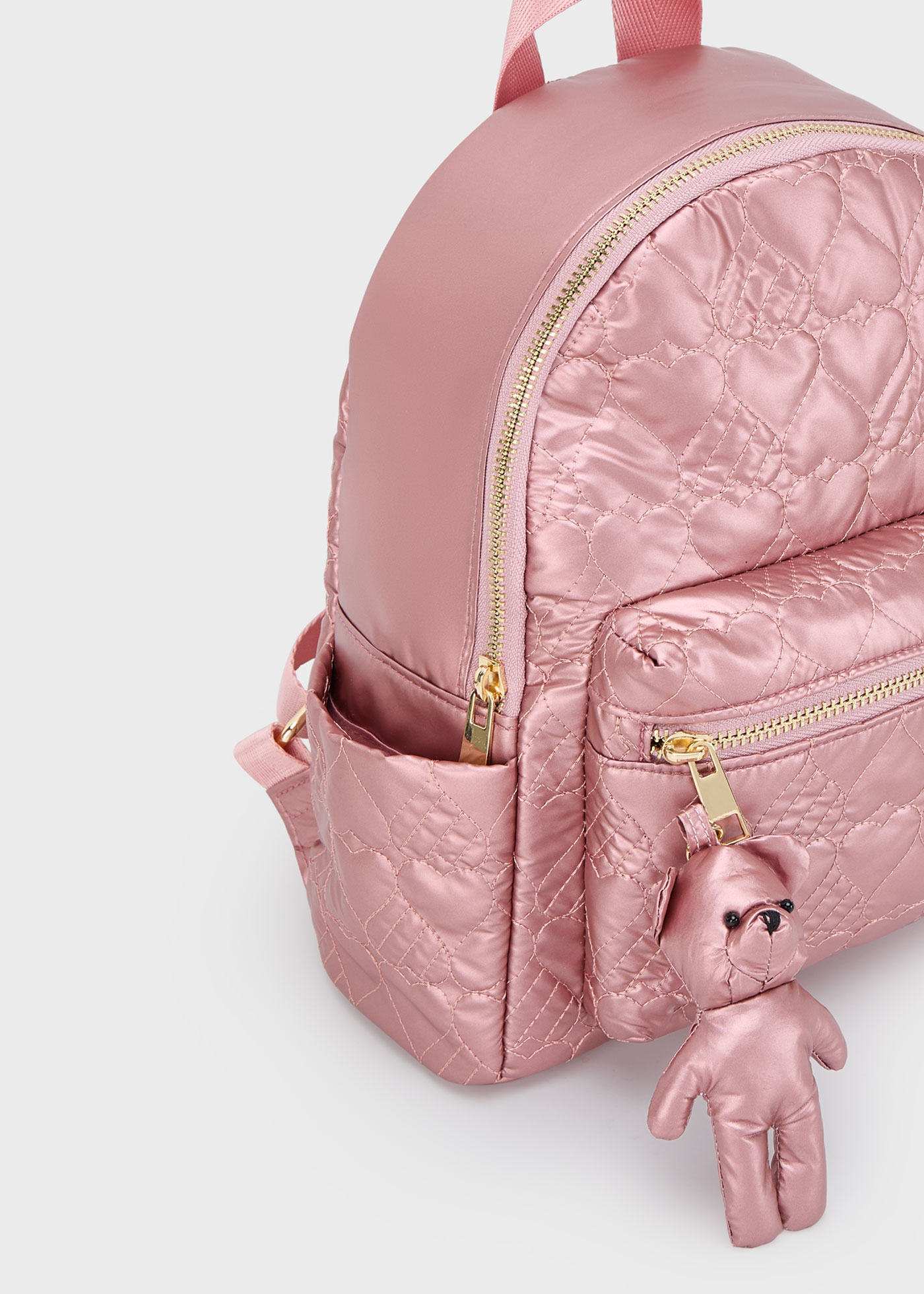 Quilted metallic backpack for girls