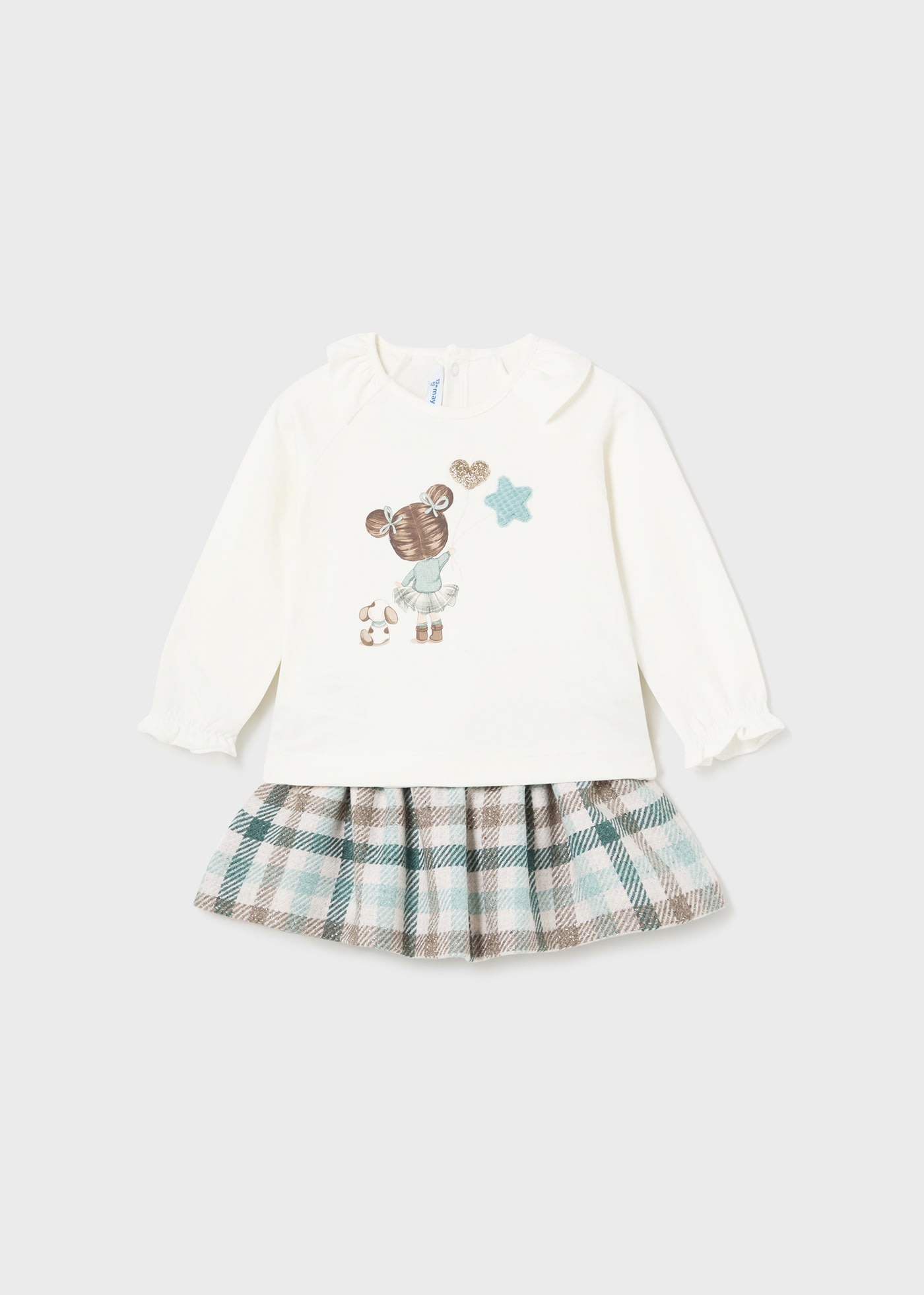 Set fusta carouri si tricou bebe