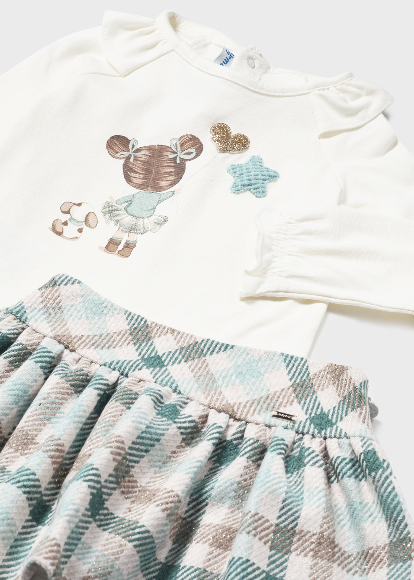 Set fusta carouri si tricou bebe