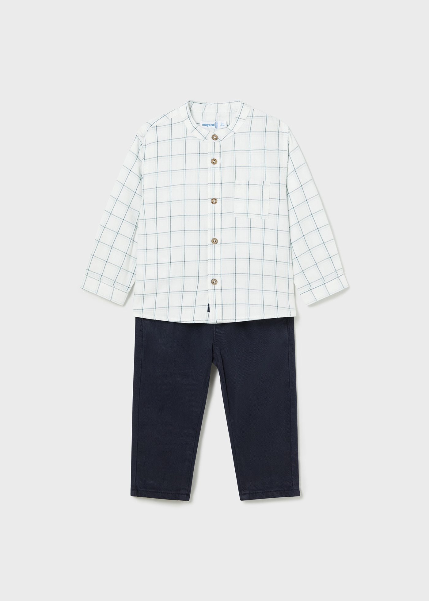 Completo pantalone e camicia quadri neonato