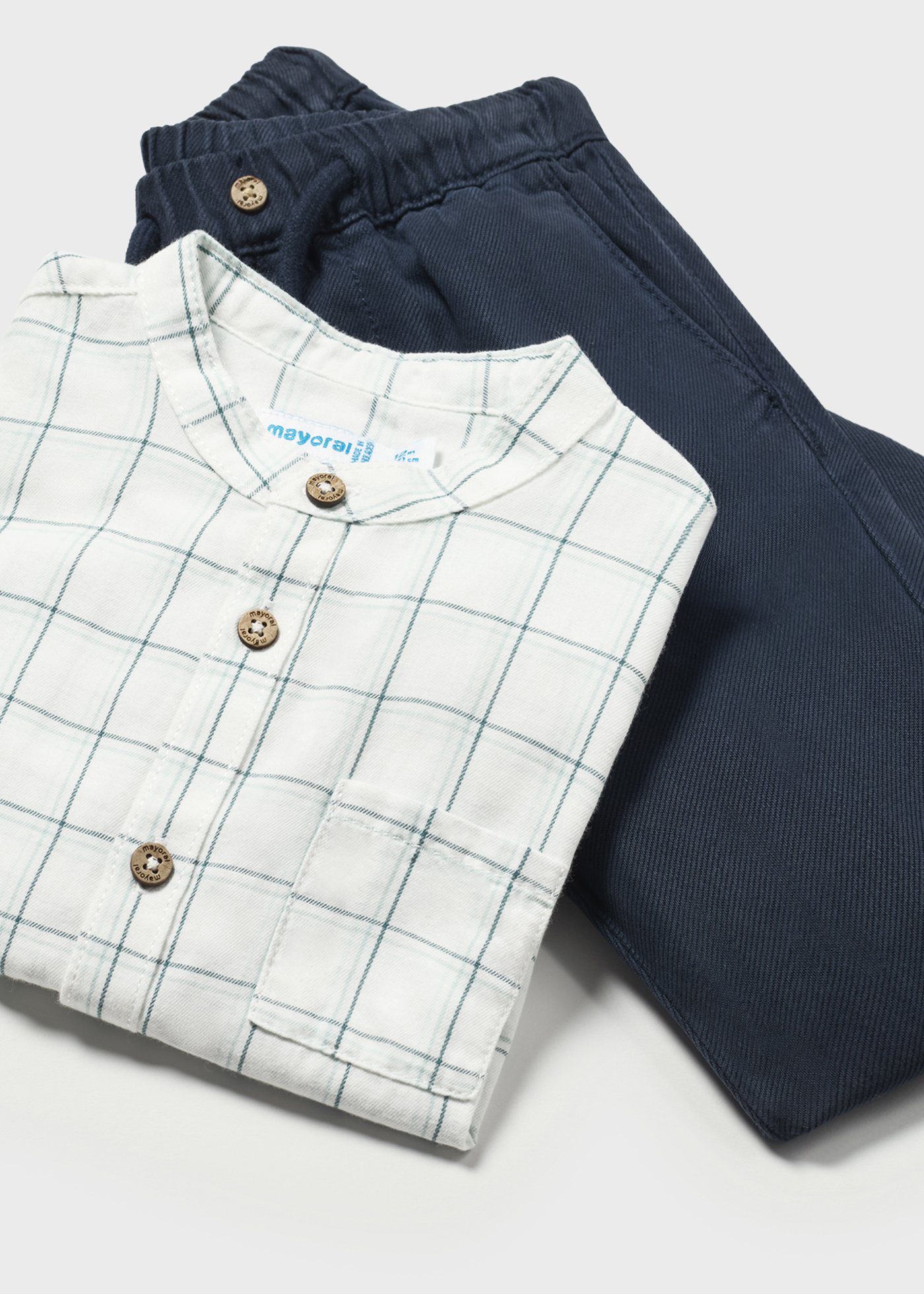 Completo pantalone e camicia quadri neonato