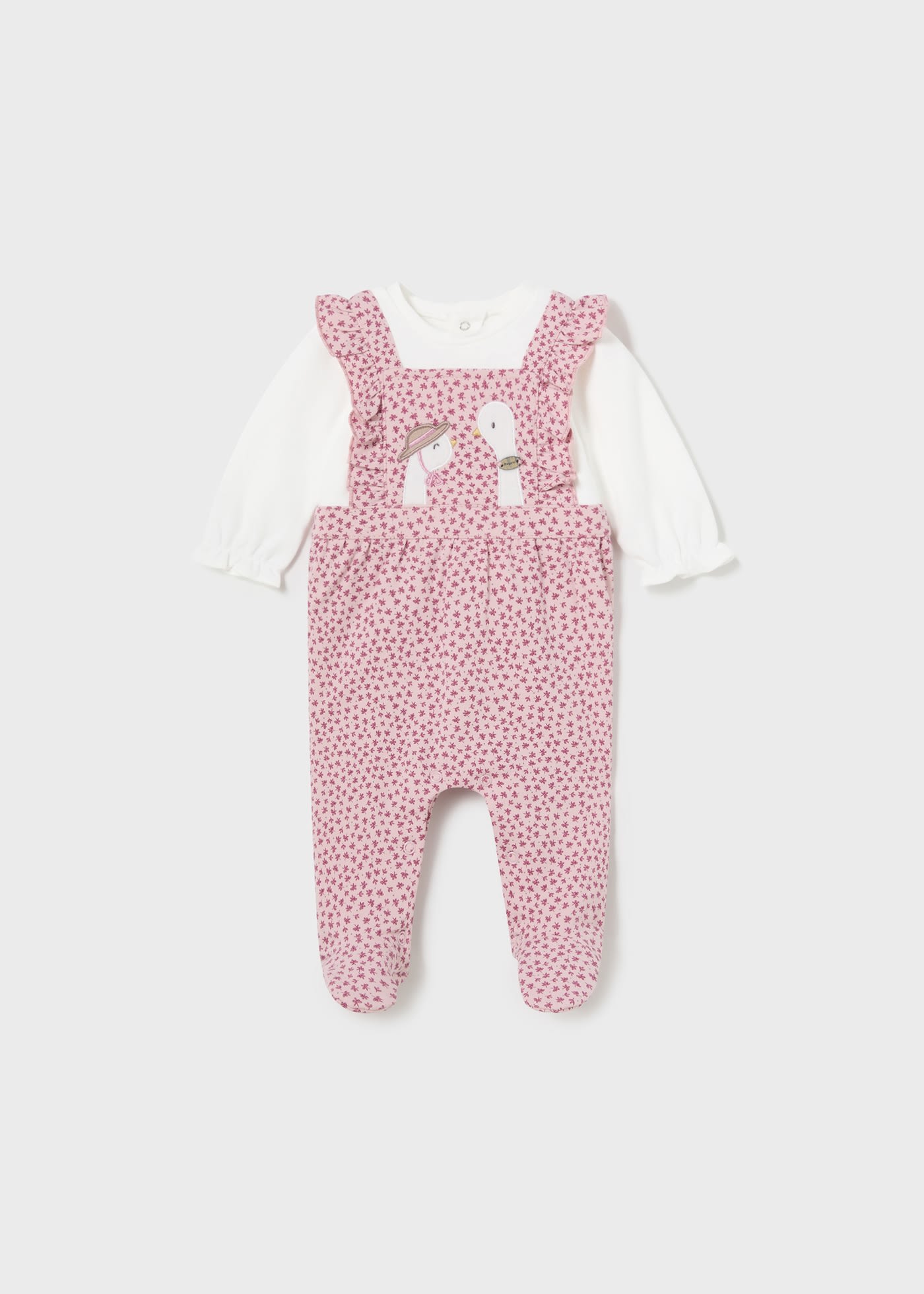 Newborn Goose Print Dungarees Romper