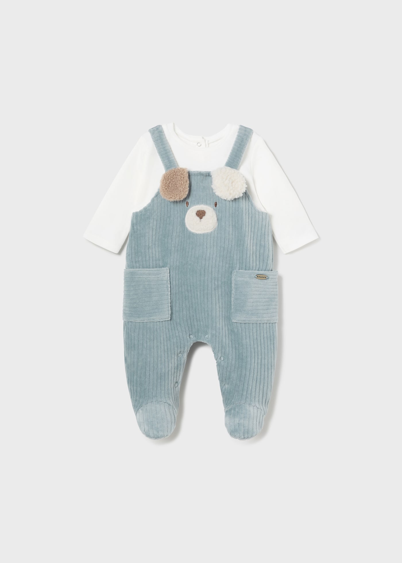 Newborn Boy Corduroy Teddy Romper