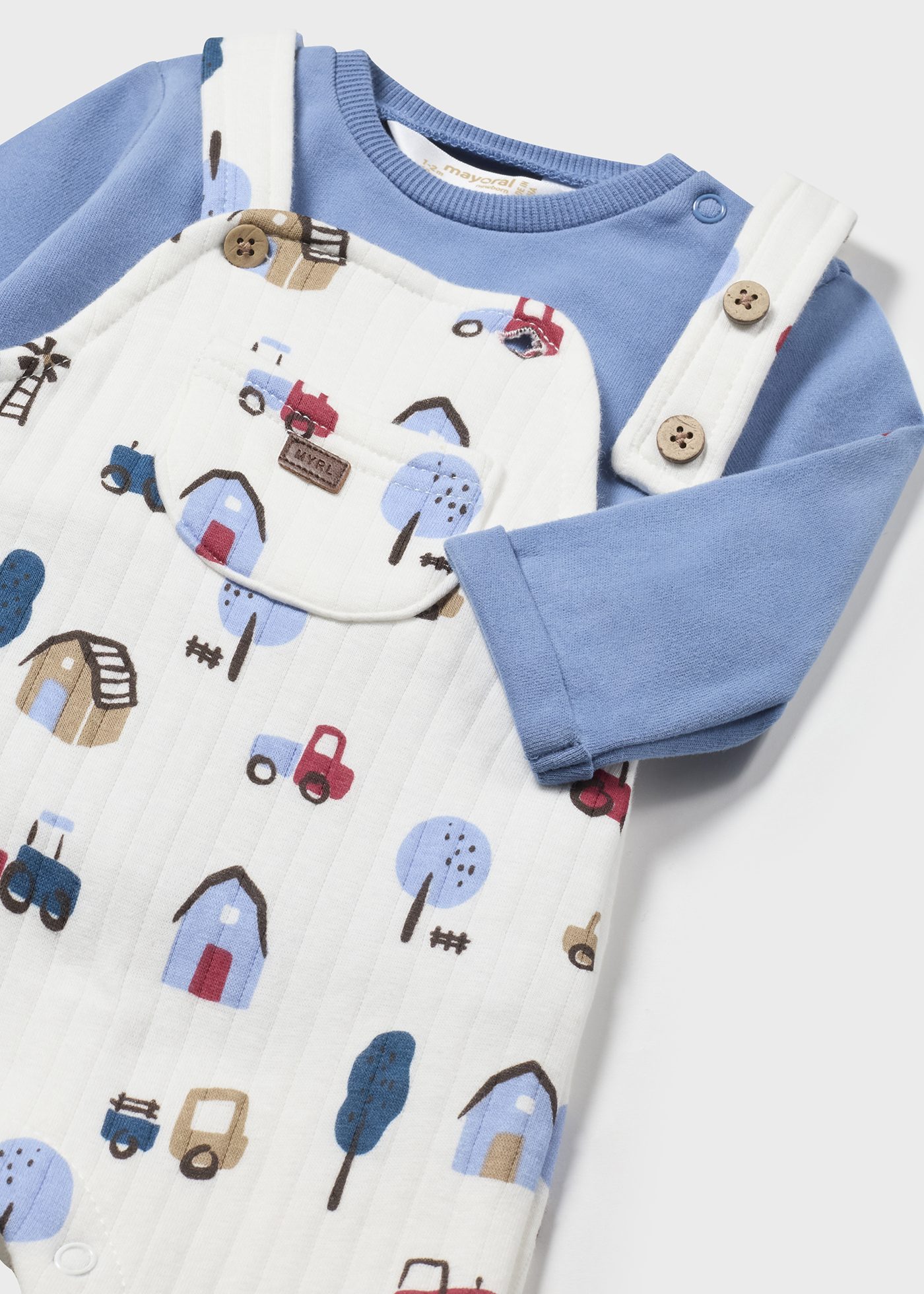 Newborn Boy Print Dungarees and T-Shirt Set