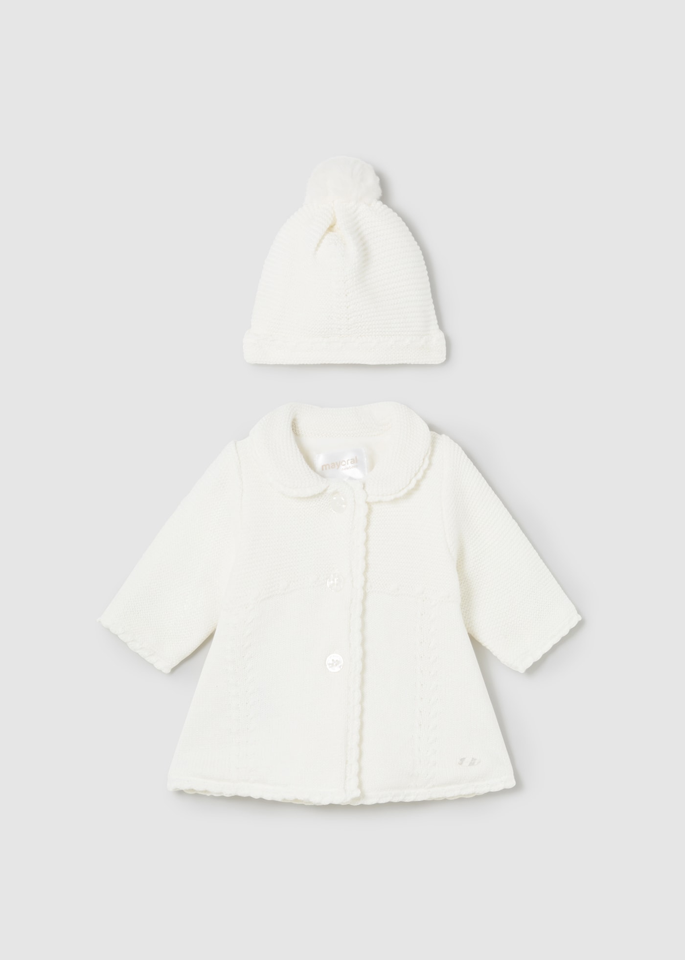 Newborn Girl Tricot Coat with Hat