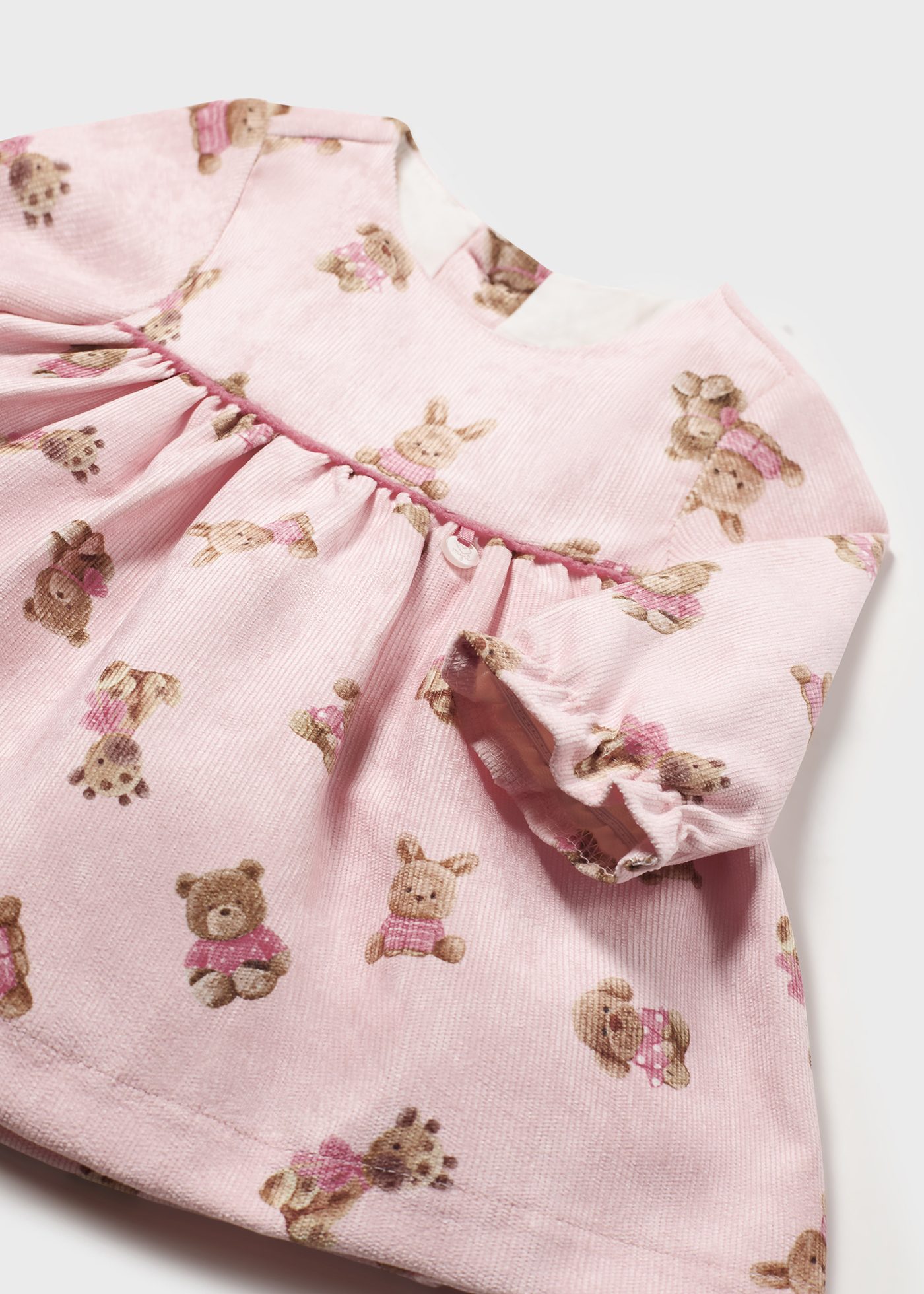 Stars Printed Terry Stuff Dress For New Born Baba In Light Pink Color
