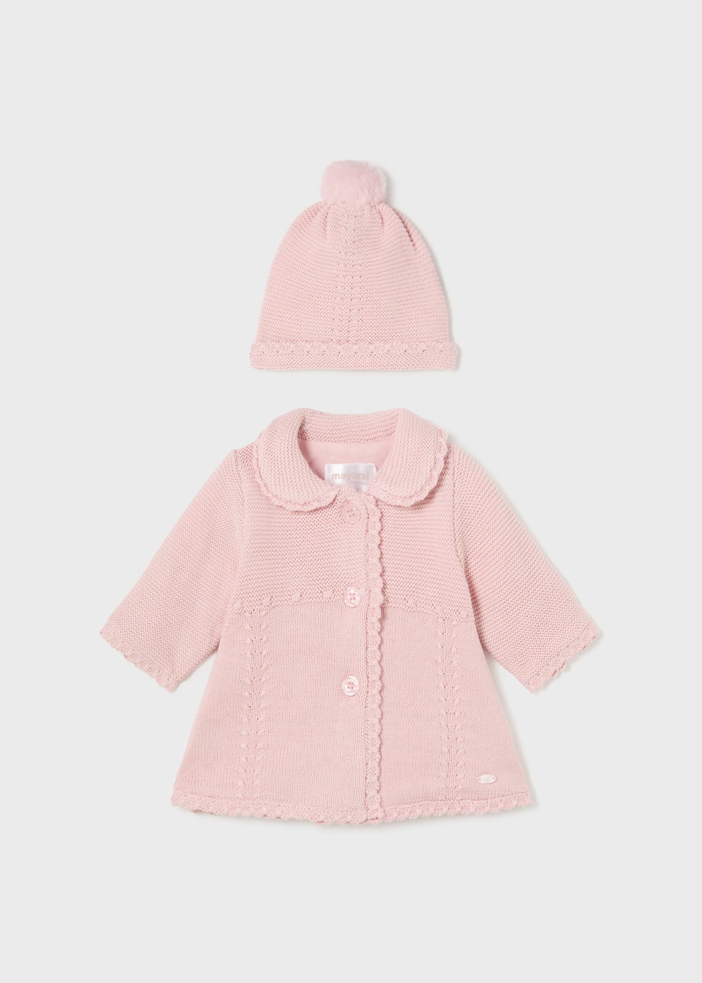 Newborn Girl Tricot Coat with Hat