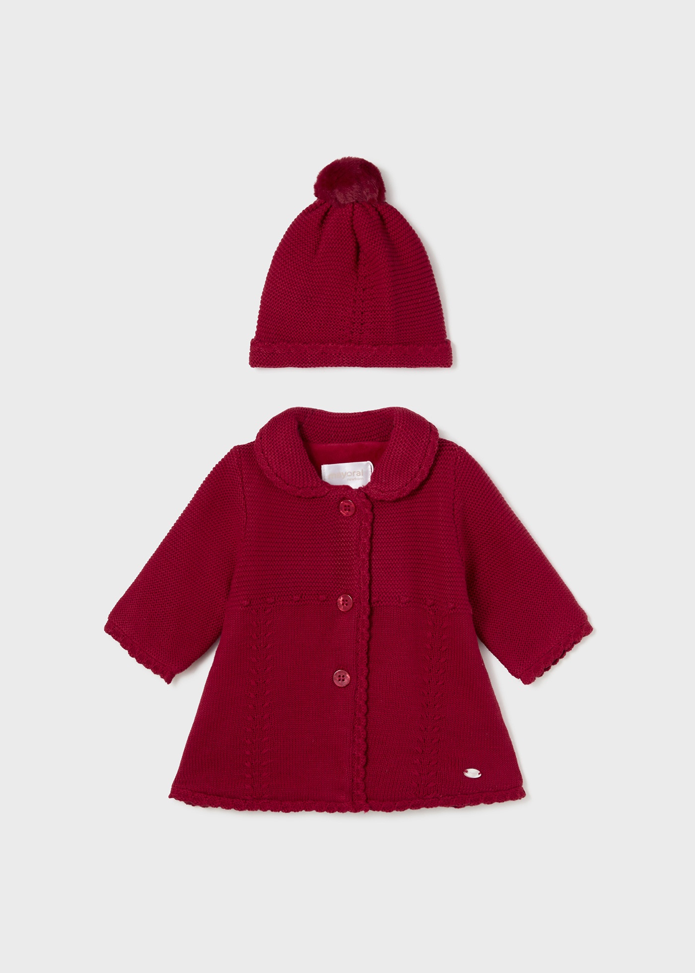 Newborn Girl Tricot Coat with Hat