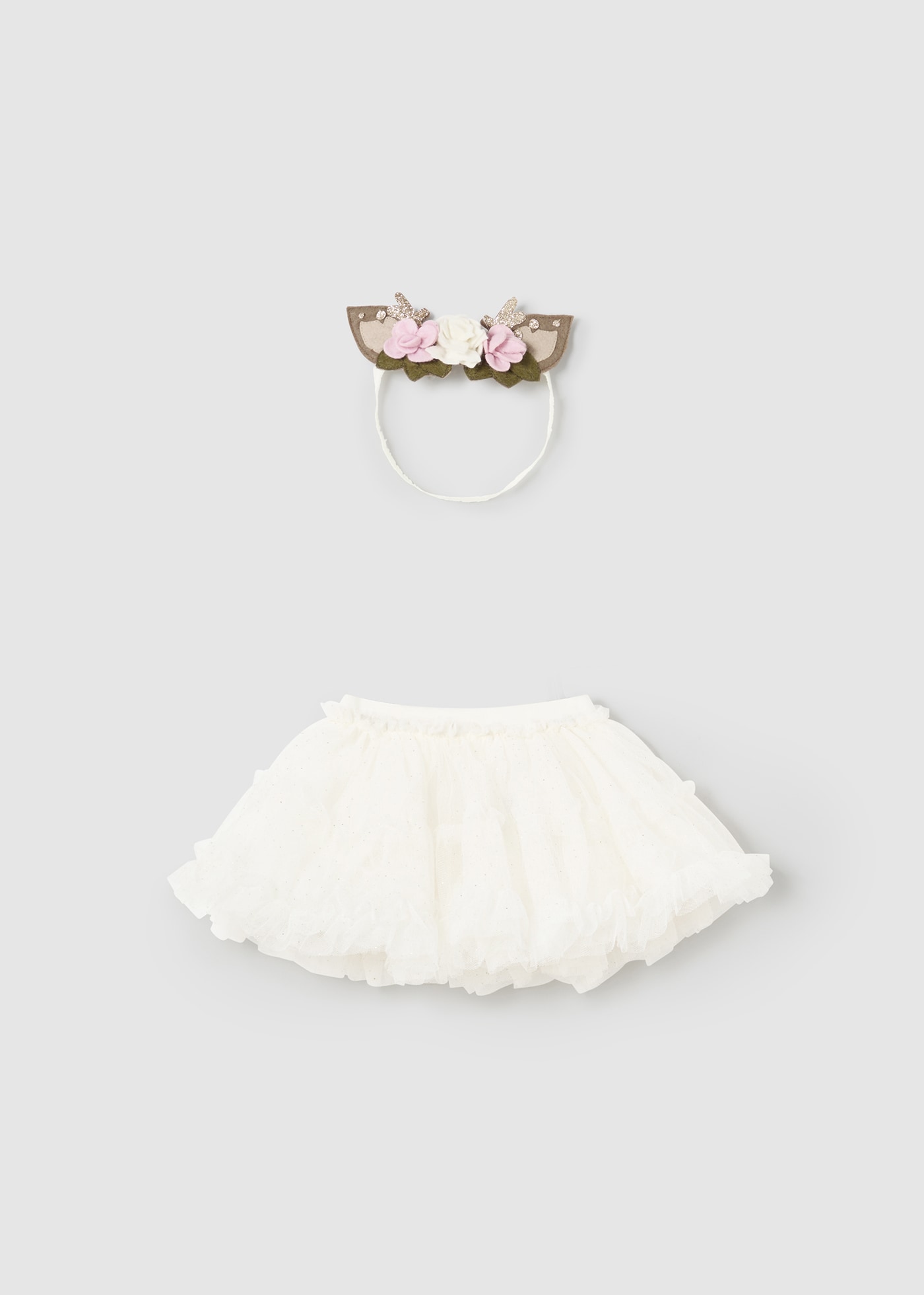 Newborn Girl Tulle Skirt with Ear Headband