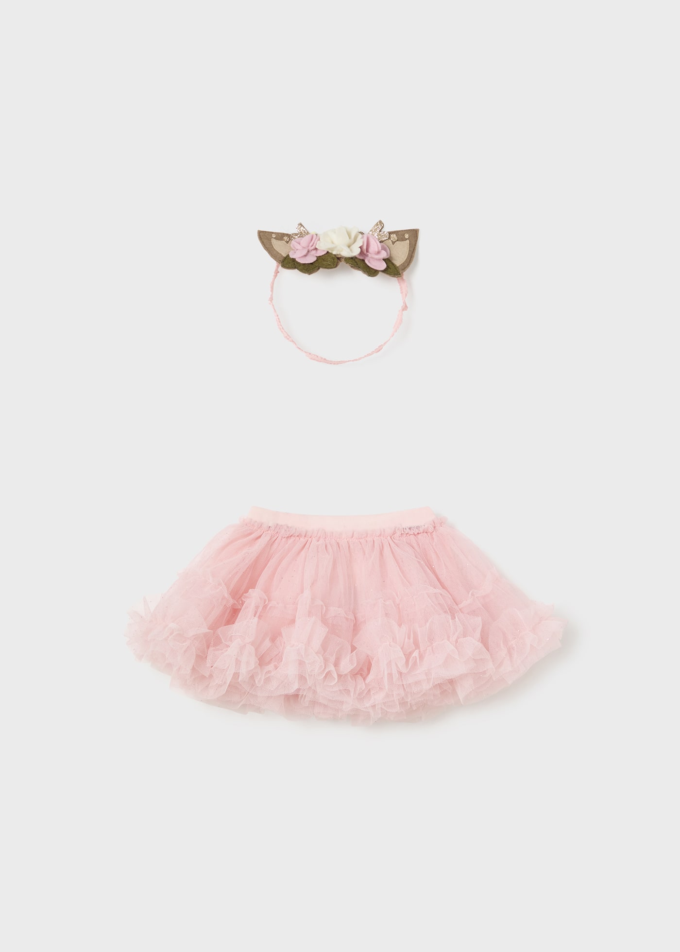 Newborn Girl Tulle Skirt with Ear Headband