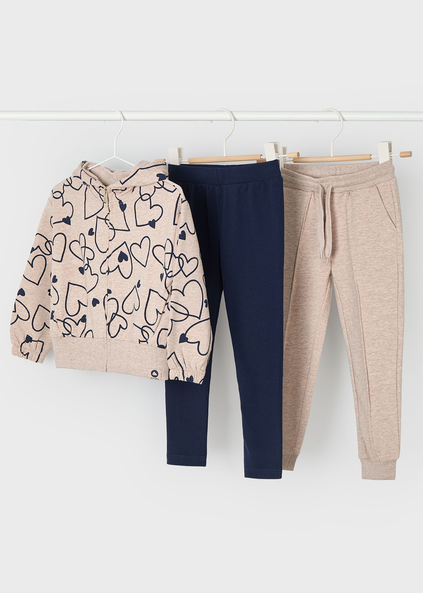 Tuta 2 pantaloni cuori bambina