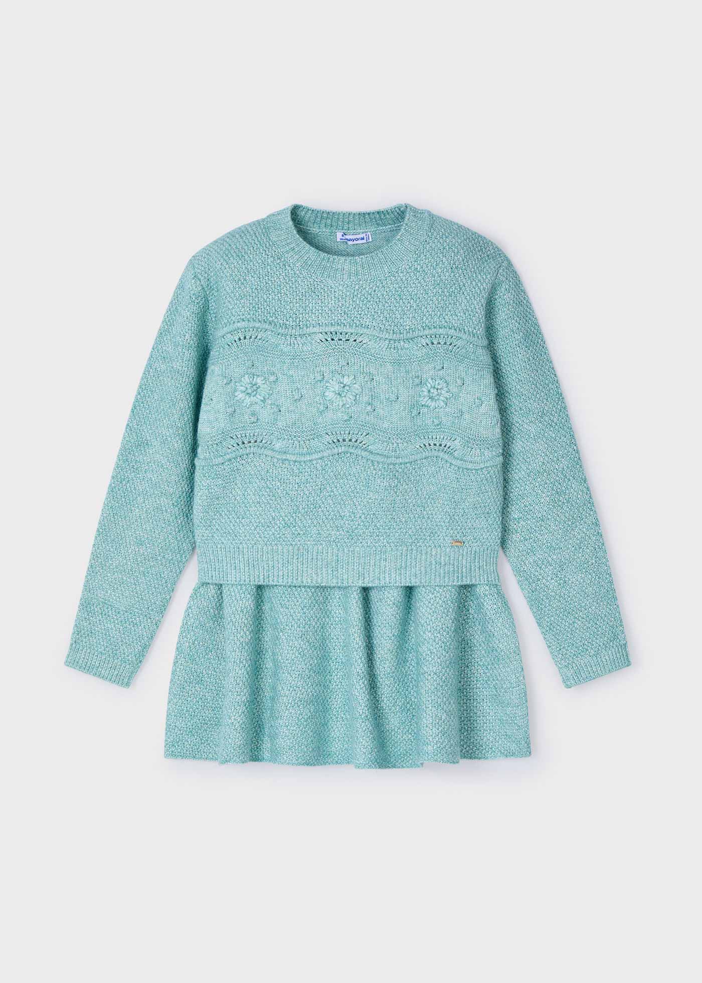 Completo gonna e maglione in maglia bambina