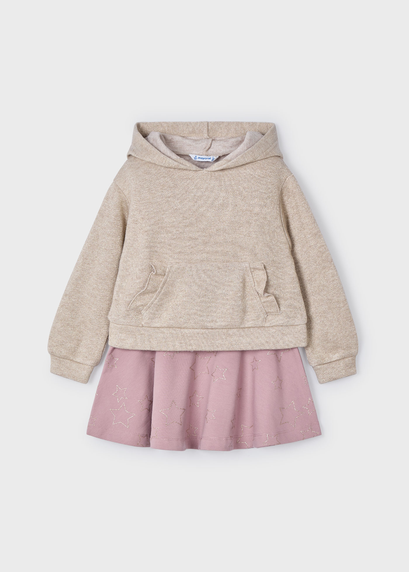 Girl Metallic Stitch Hoodie and Skirt Set