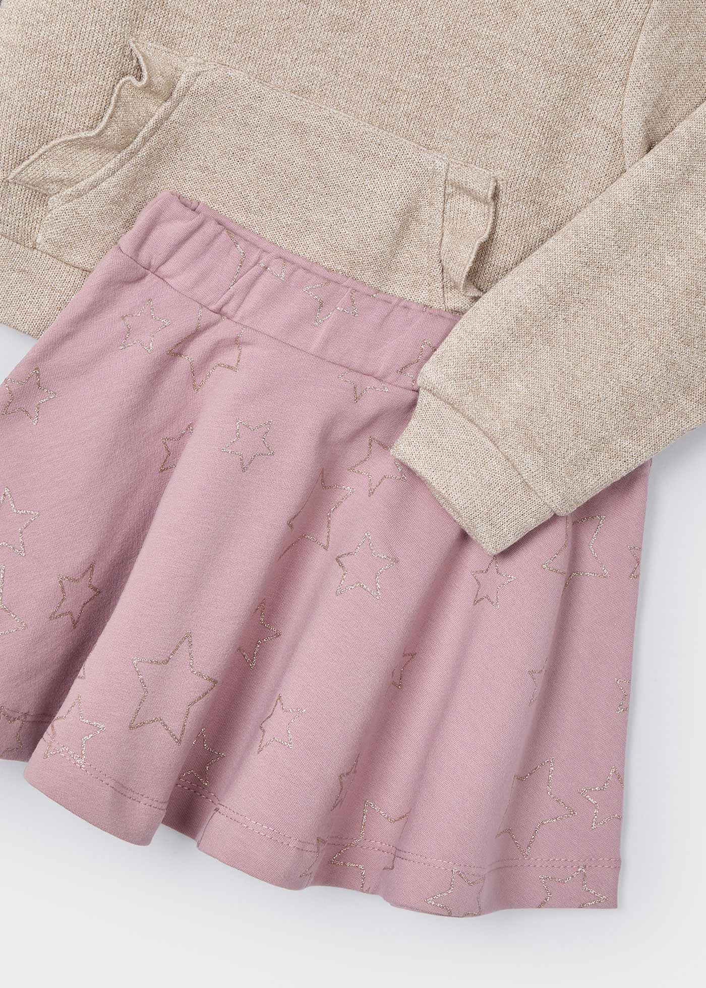 Girl Metallic Stitch Hoodie and Skirt Set