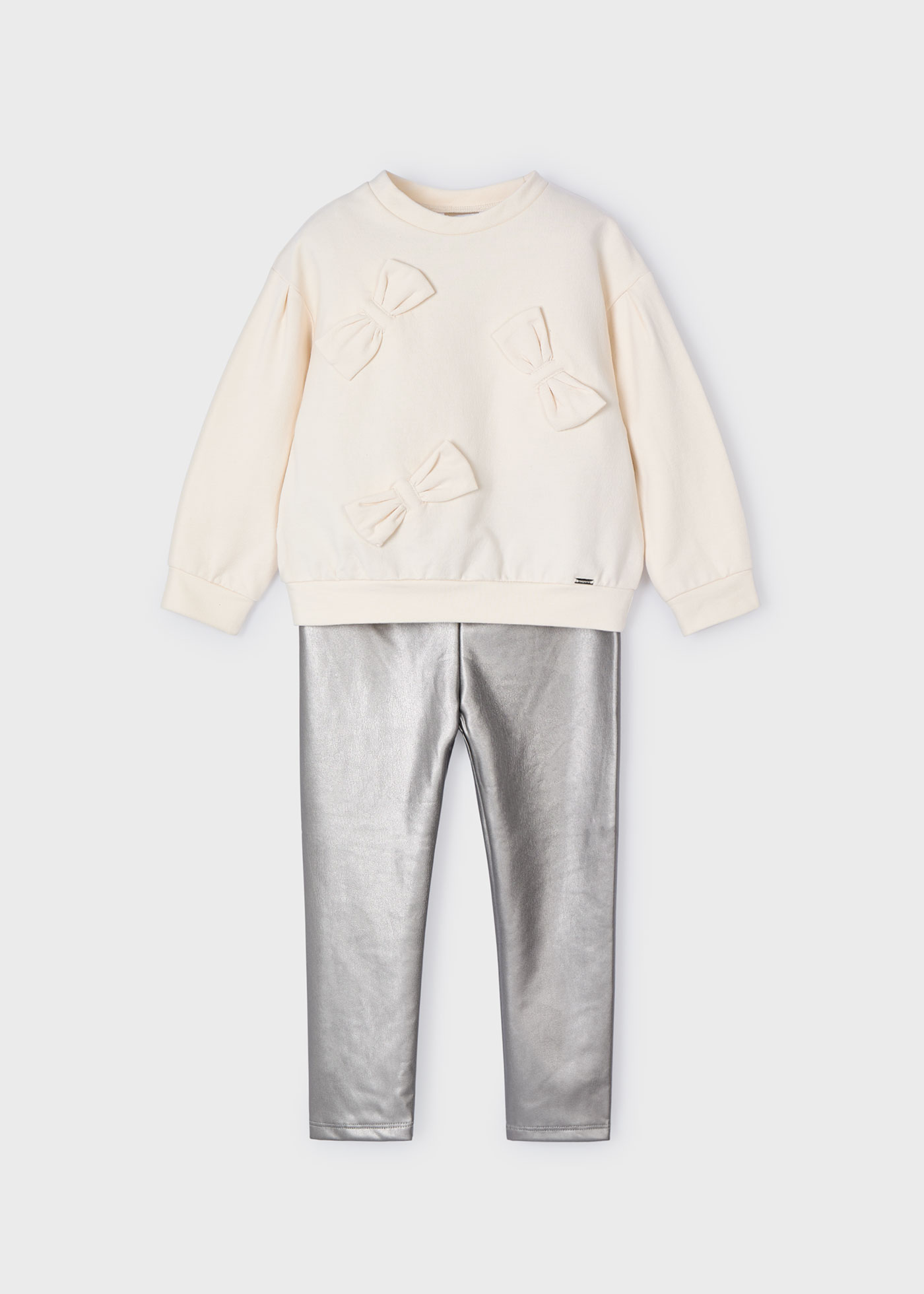 Girl Sweatshirt and Metallic Leggings Set Chickpea Mayoral