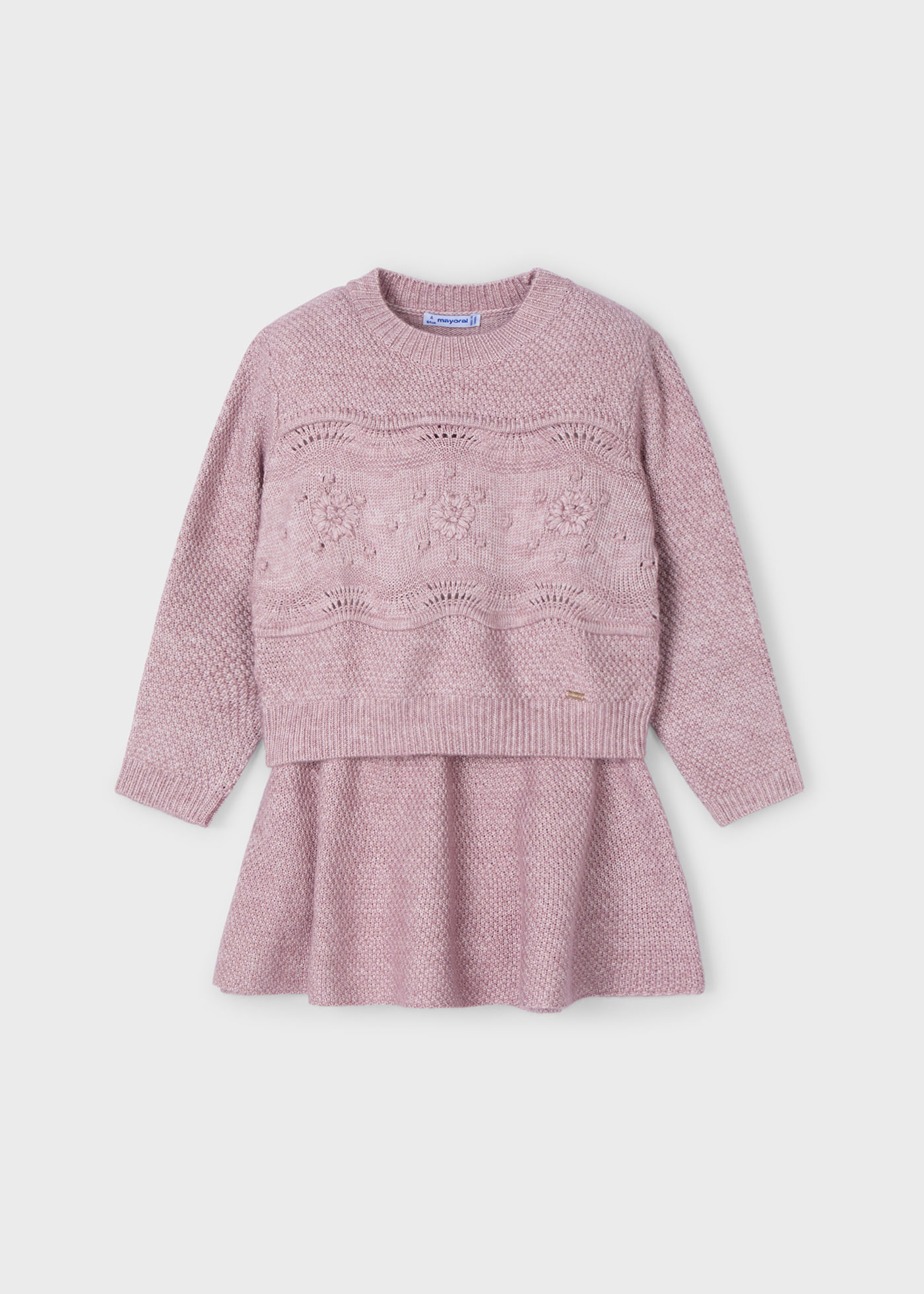 Set fusta si pulover tricot fetita